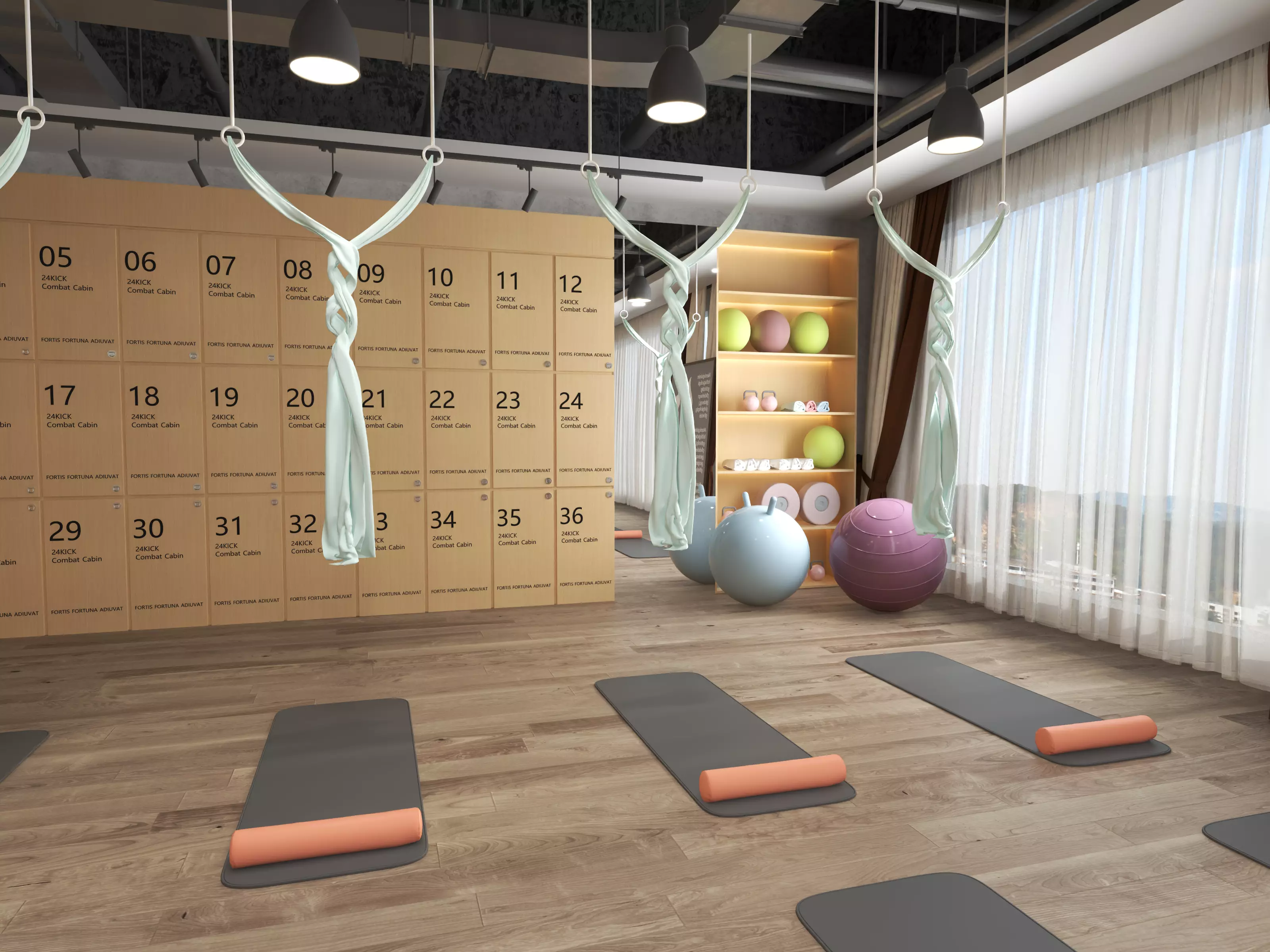 Modern Pilates Studio Interior Scene  3D model_6