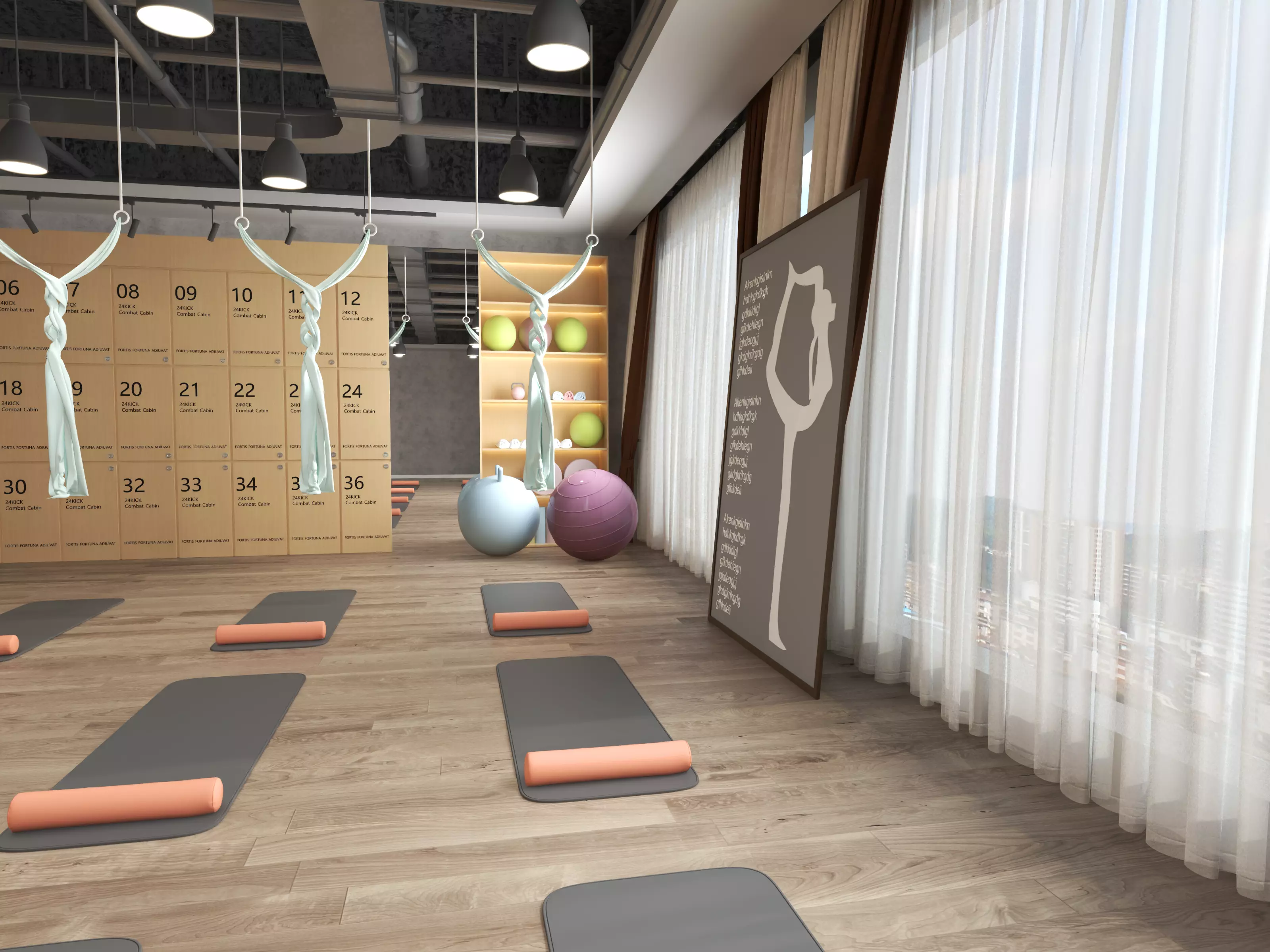 Modern Pilates Studio Interior Scene  3D model_7