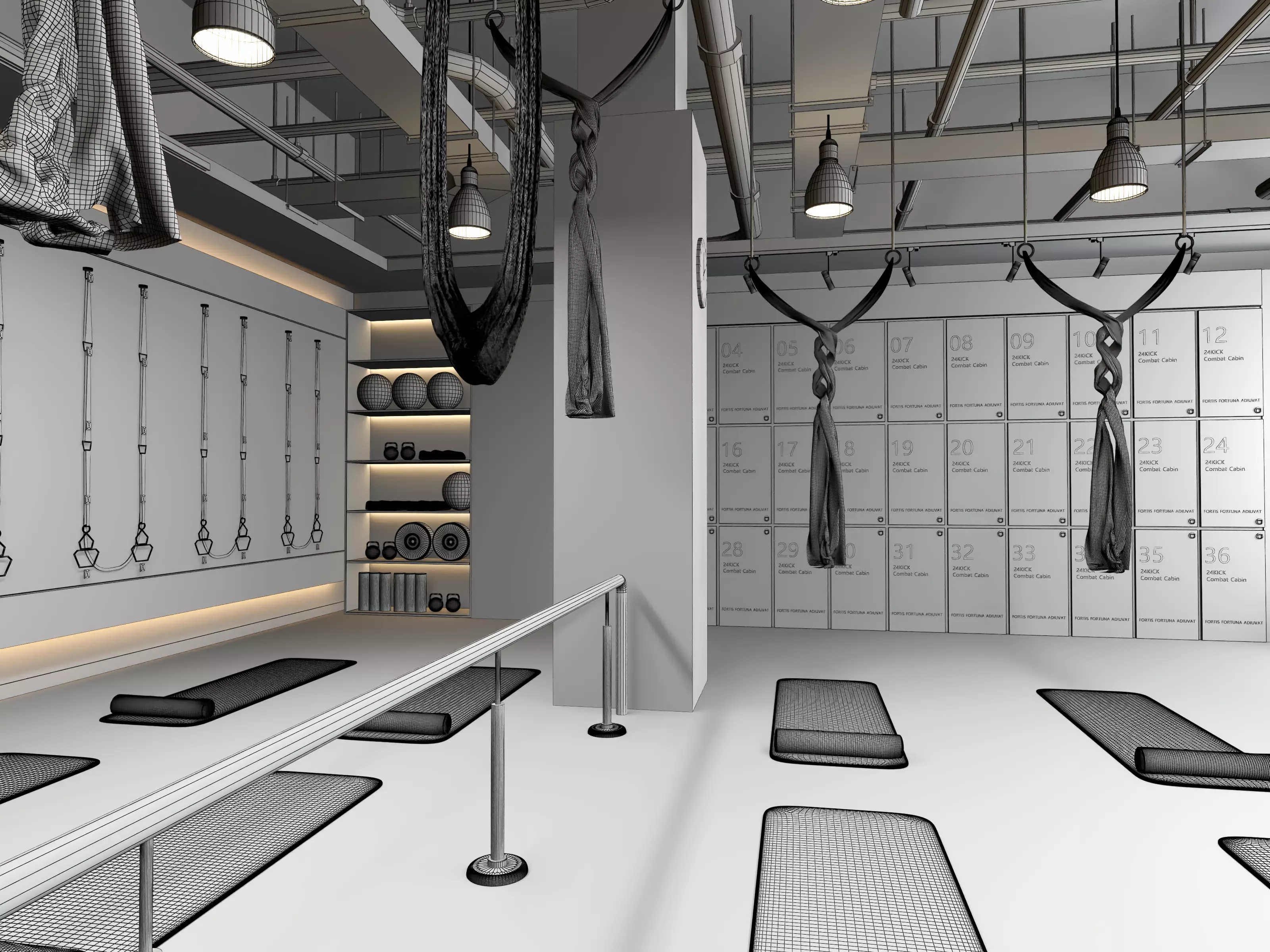 Modern Pilates Studio Interior Scene  3D model_13