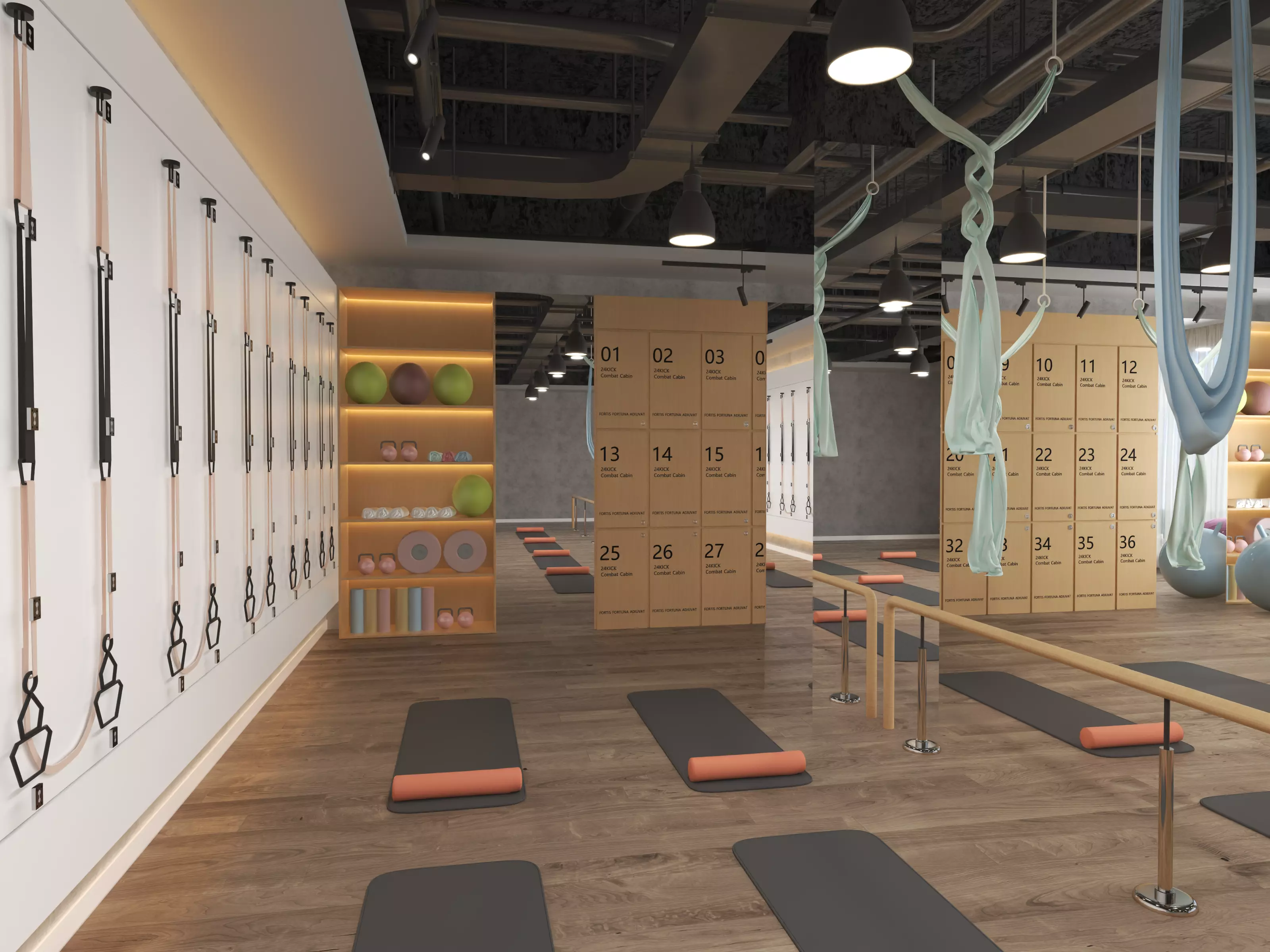 Modern Pilates Studio Interior Scene  3D model_4
