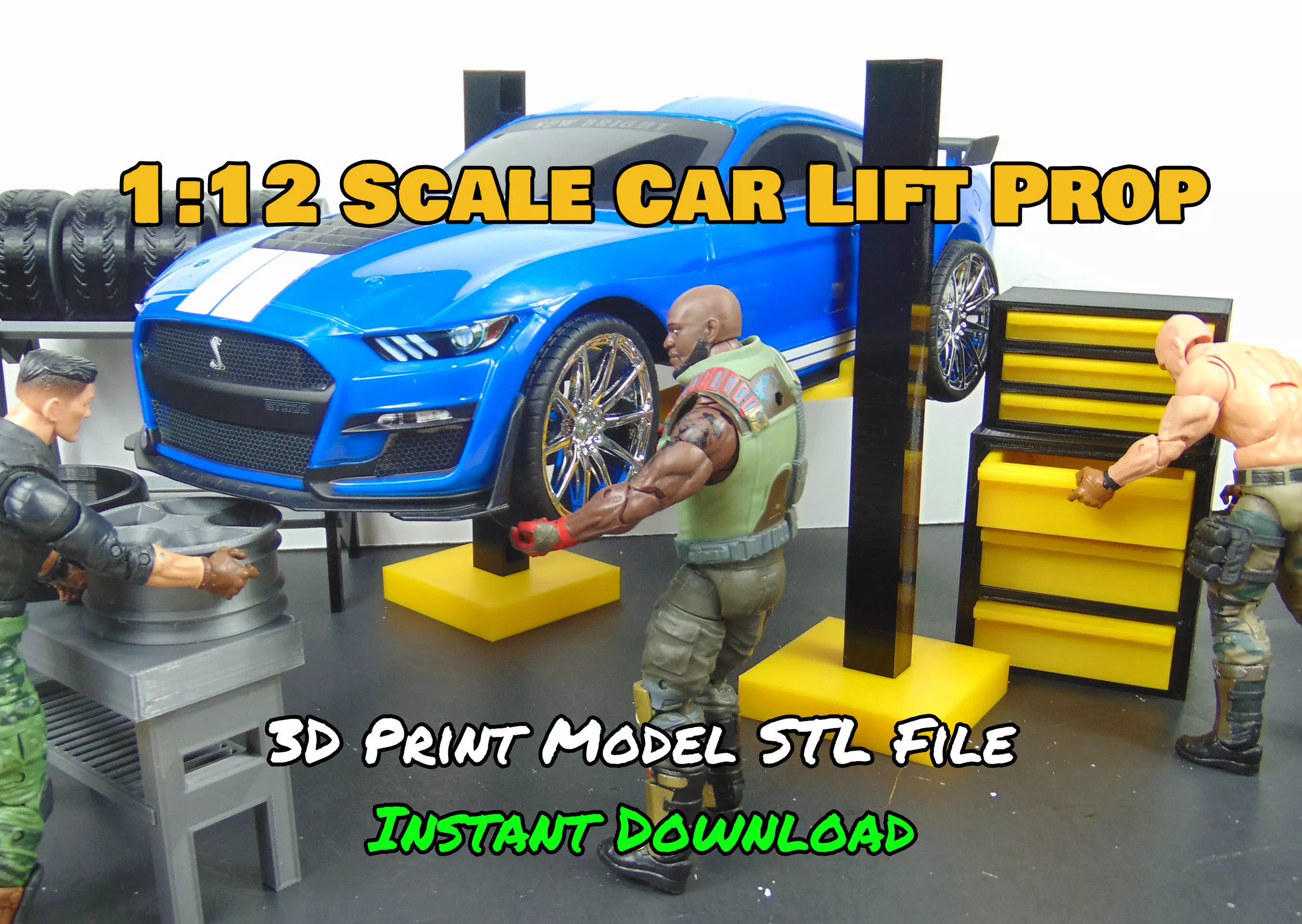 Custom 112 Garage Car Lift Diorama Prop Accessory for GI JOE 3D print model_0