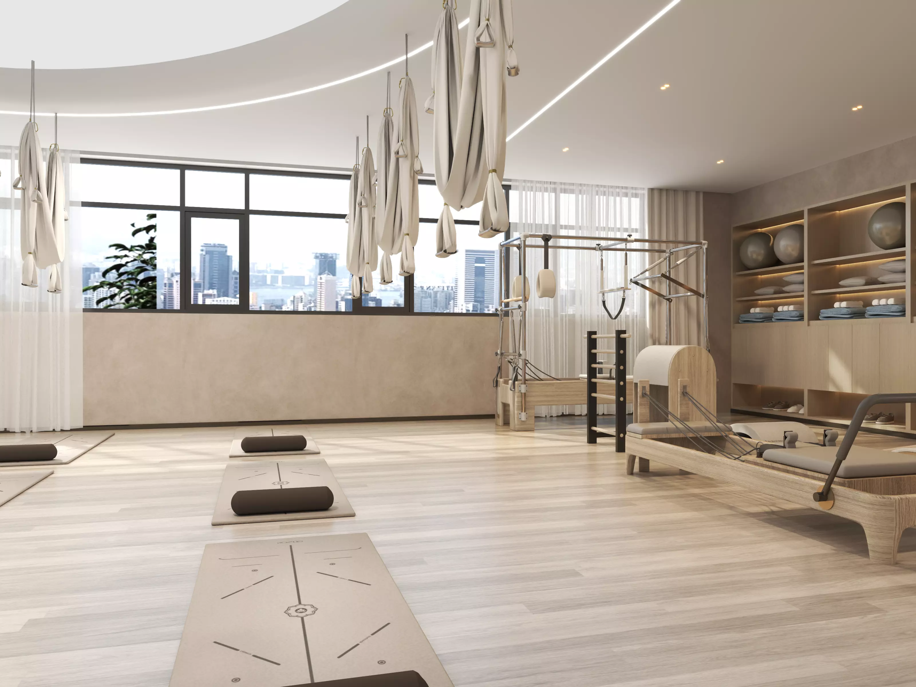 Modern Pilates Studio Interior Scene Low-poly 3D model_7