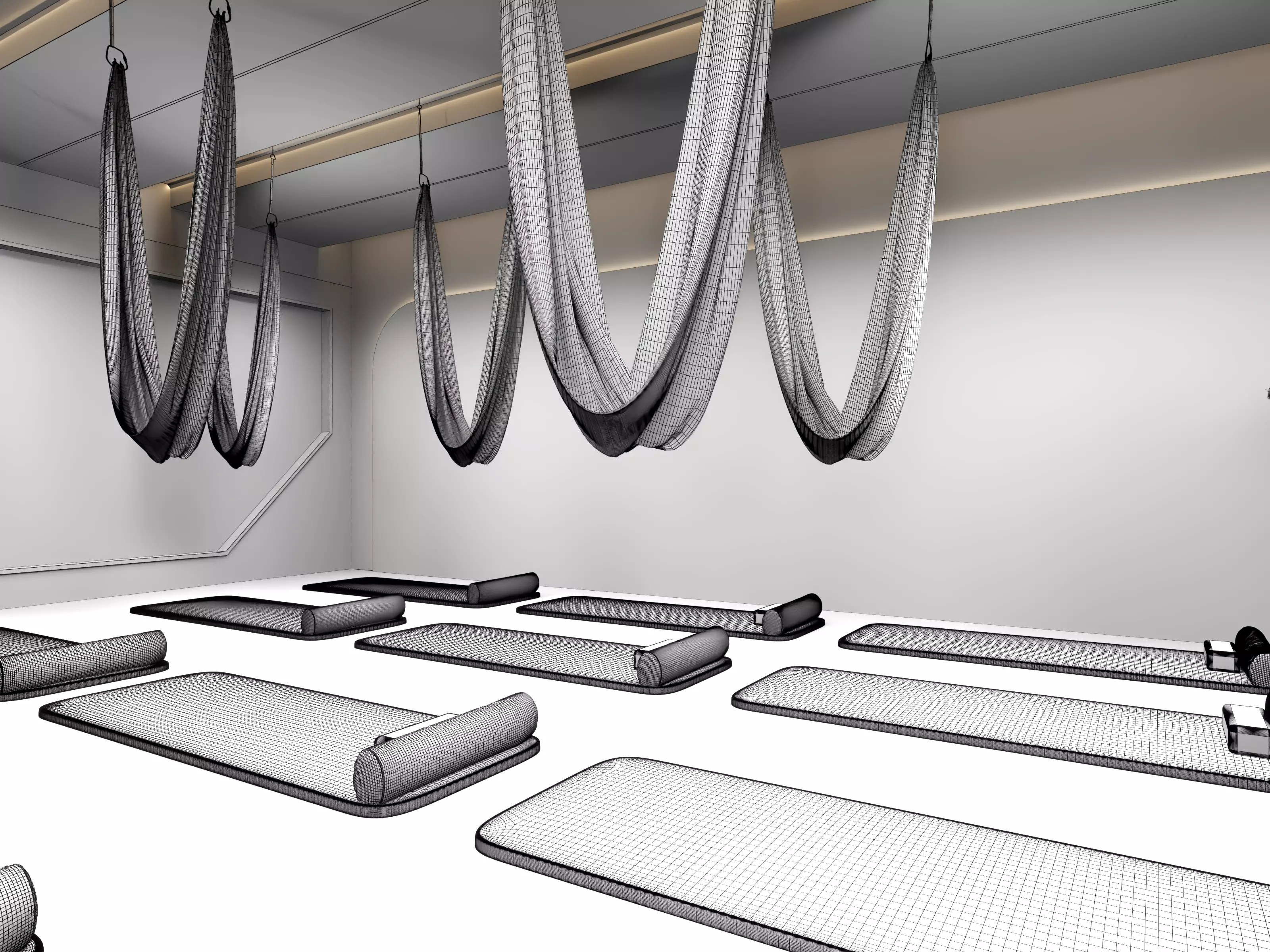 Modern Pilates Studio Interior Scene 3D model_13