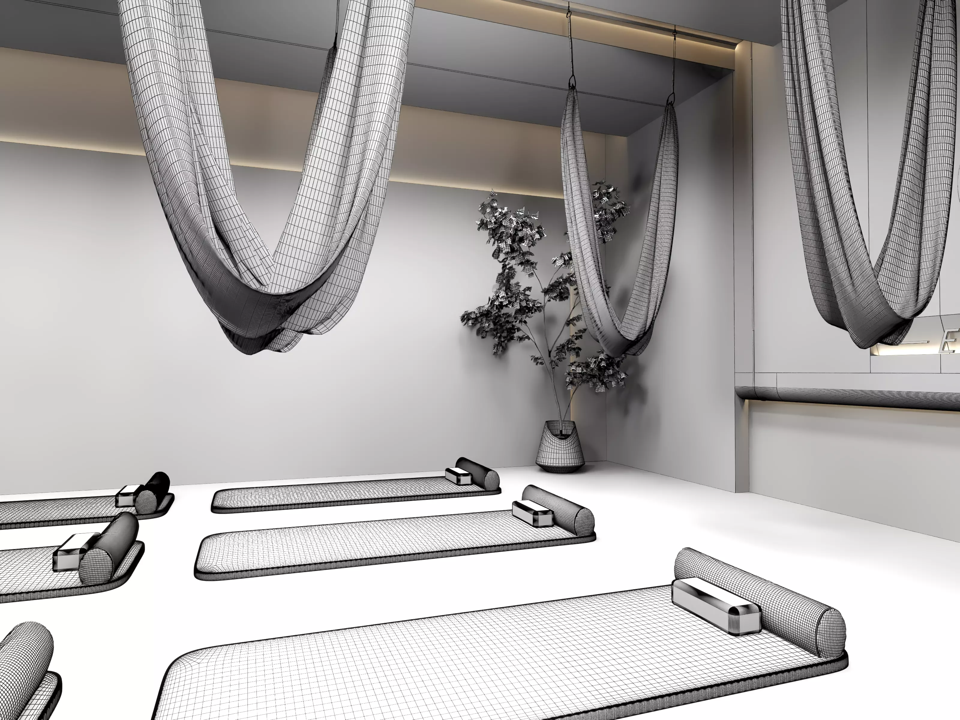 Modern Pilates Studio Interior Scene 3D model_12