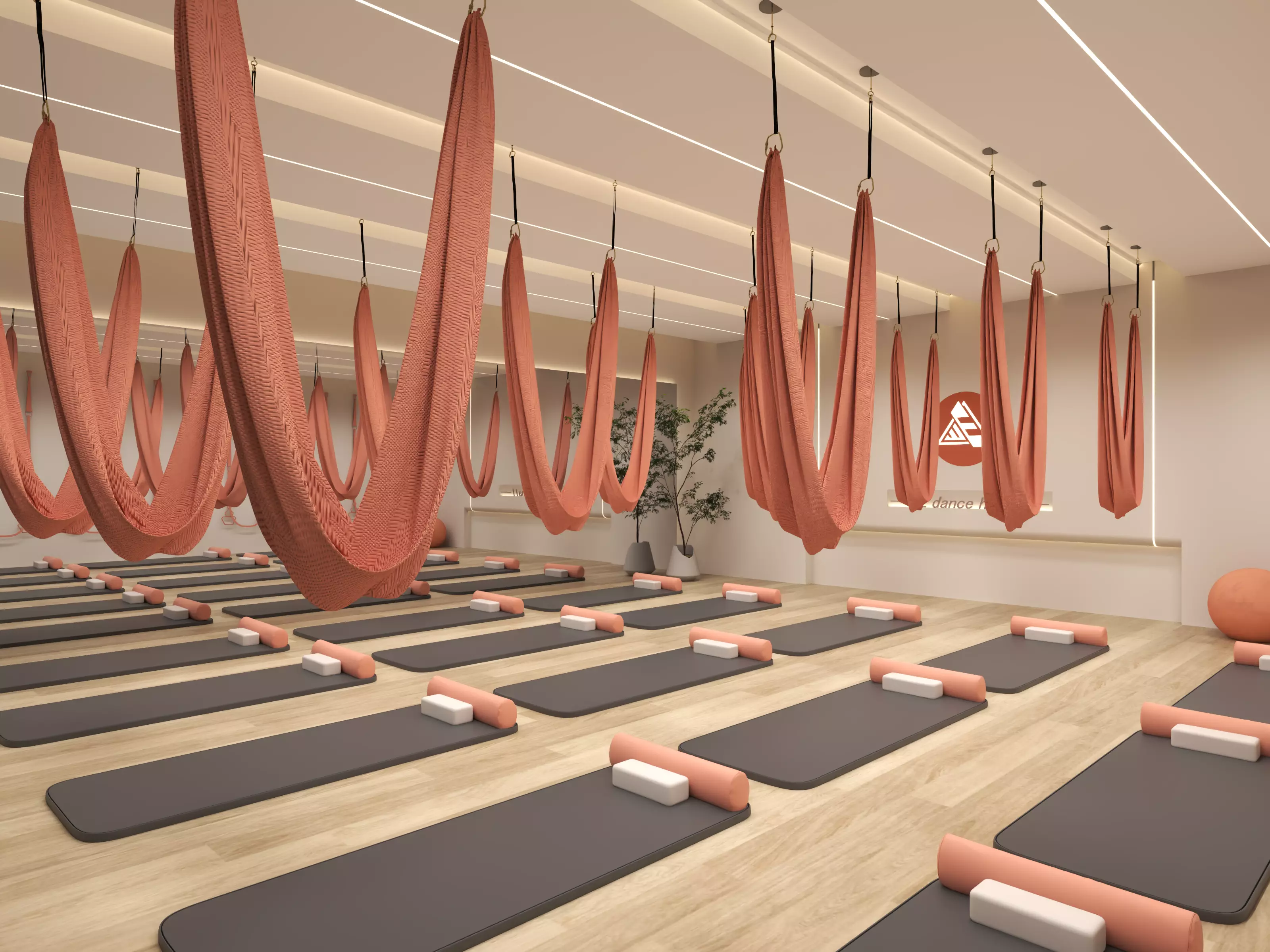 Modern Pilates Studio Interior Scene 3D model_3