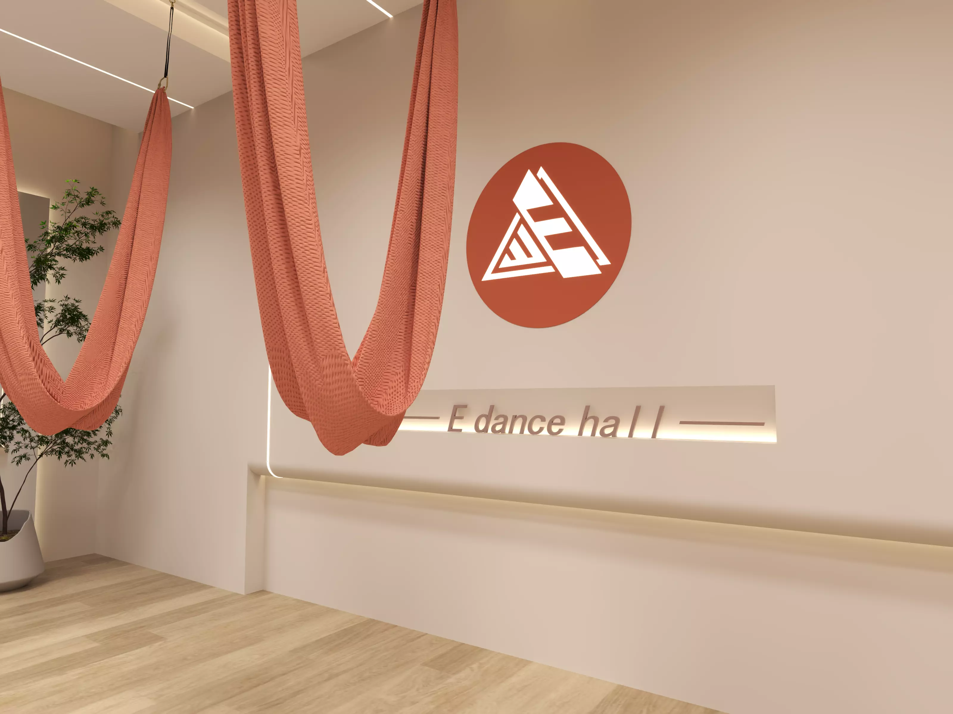 Modern Pilates Studio Interior Scene 3D model_1