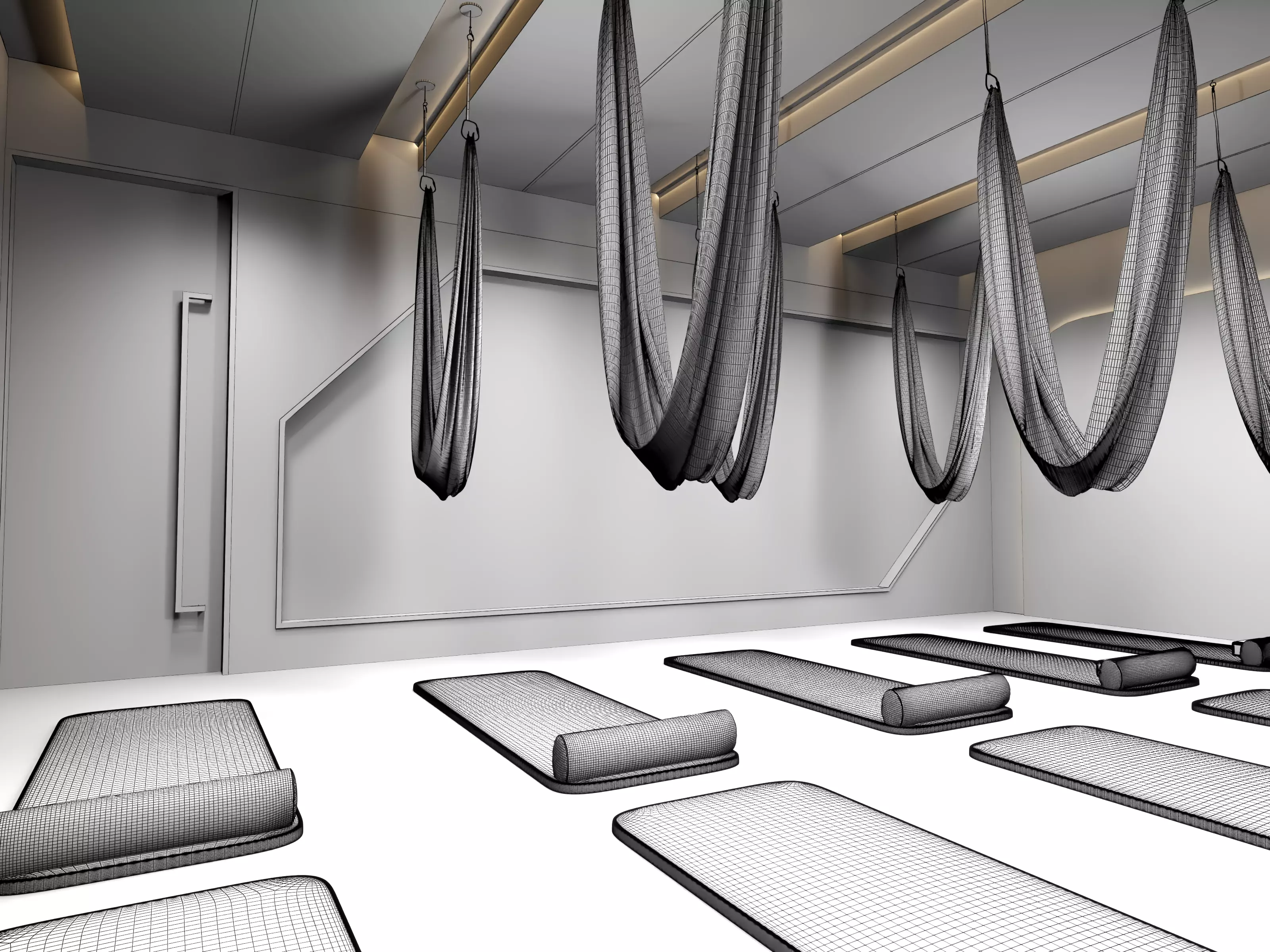 Modern Pilates Studio Interior Scene 3D model_17