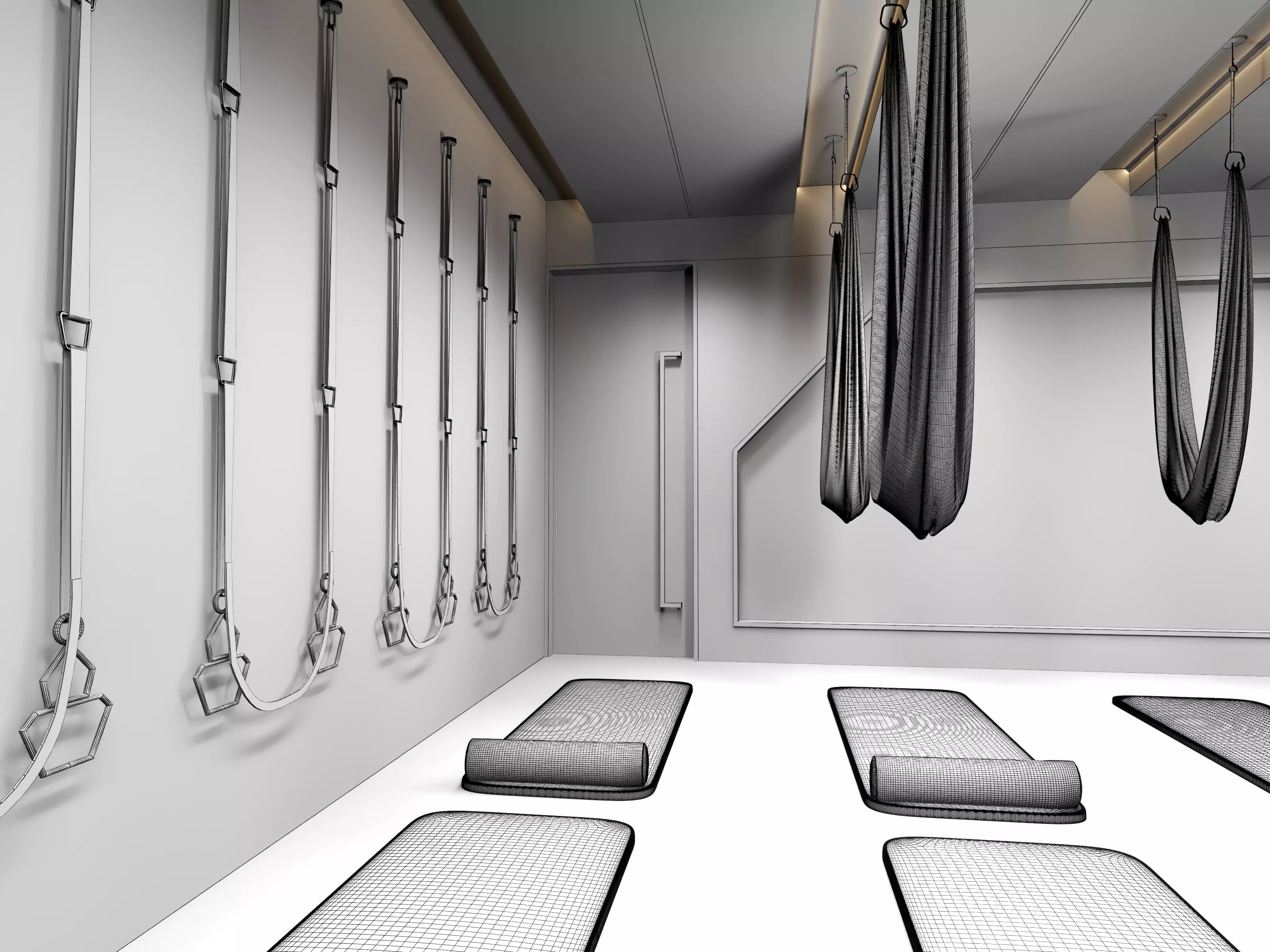 Modern Pilates Studio Interior Scene 3D model_16
