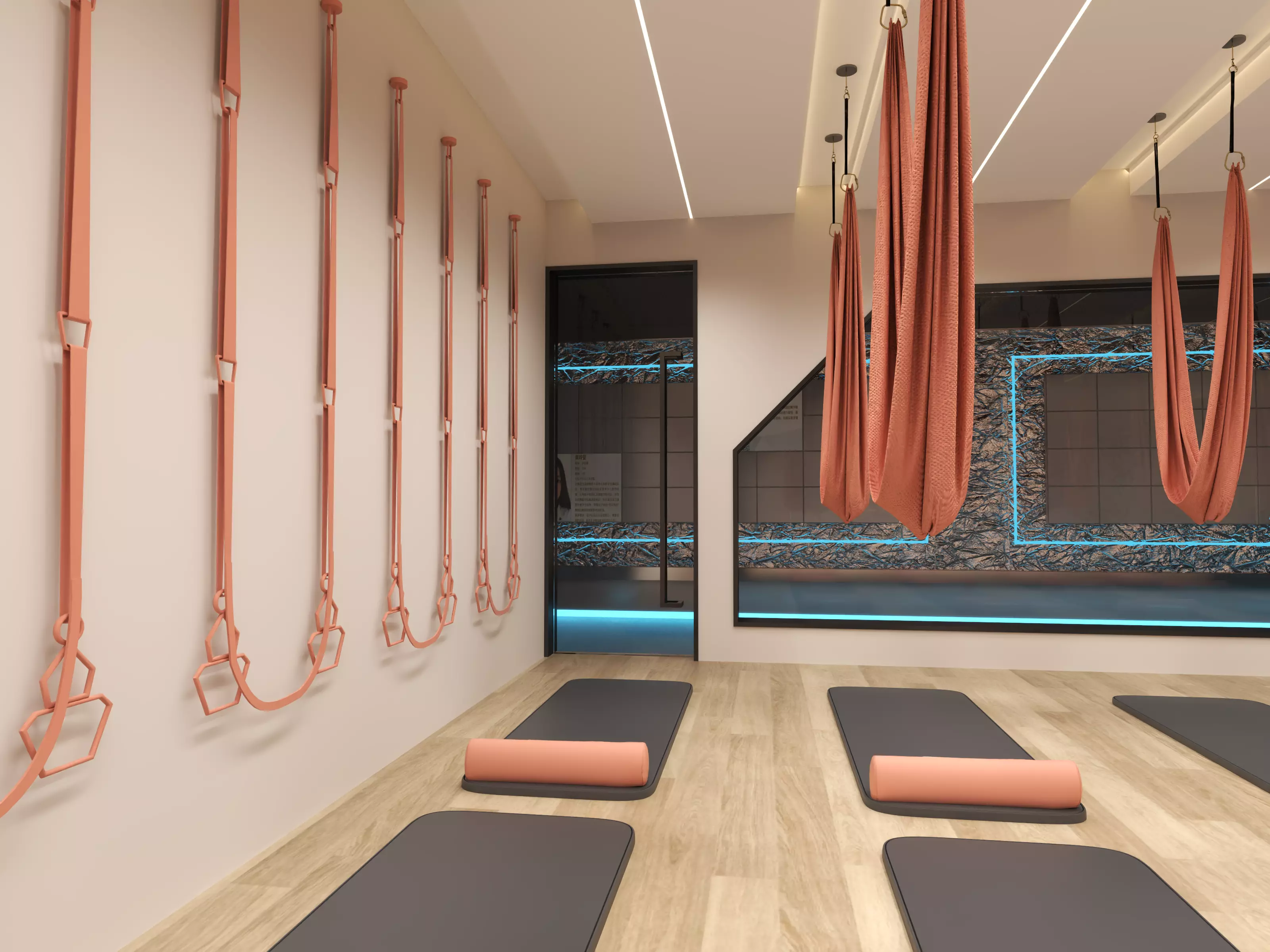 Modern Pilates Studio Interior Scene 3D model_8