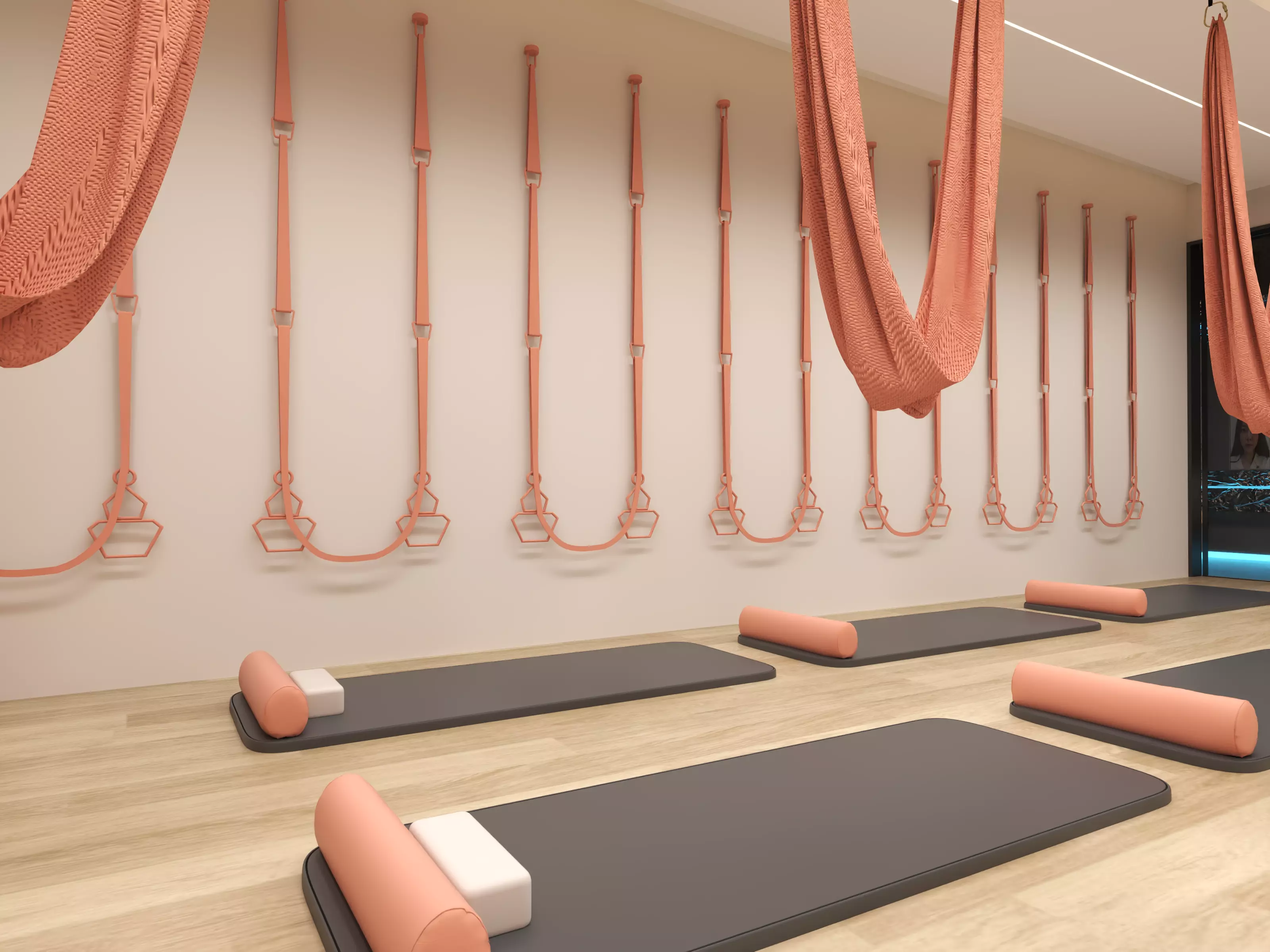 Modern Pilates Studio Interior Scene 3D model_5
