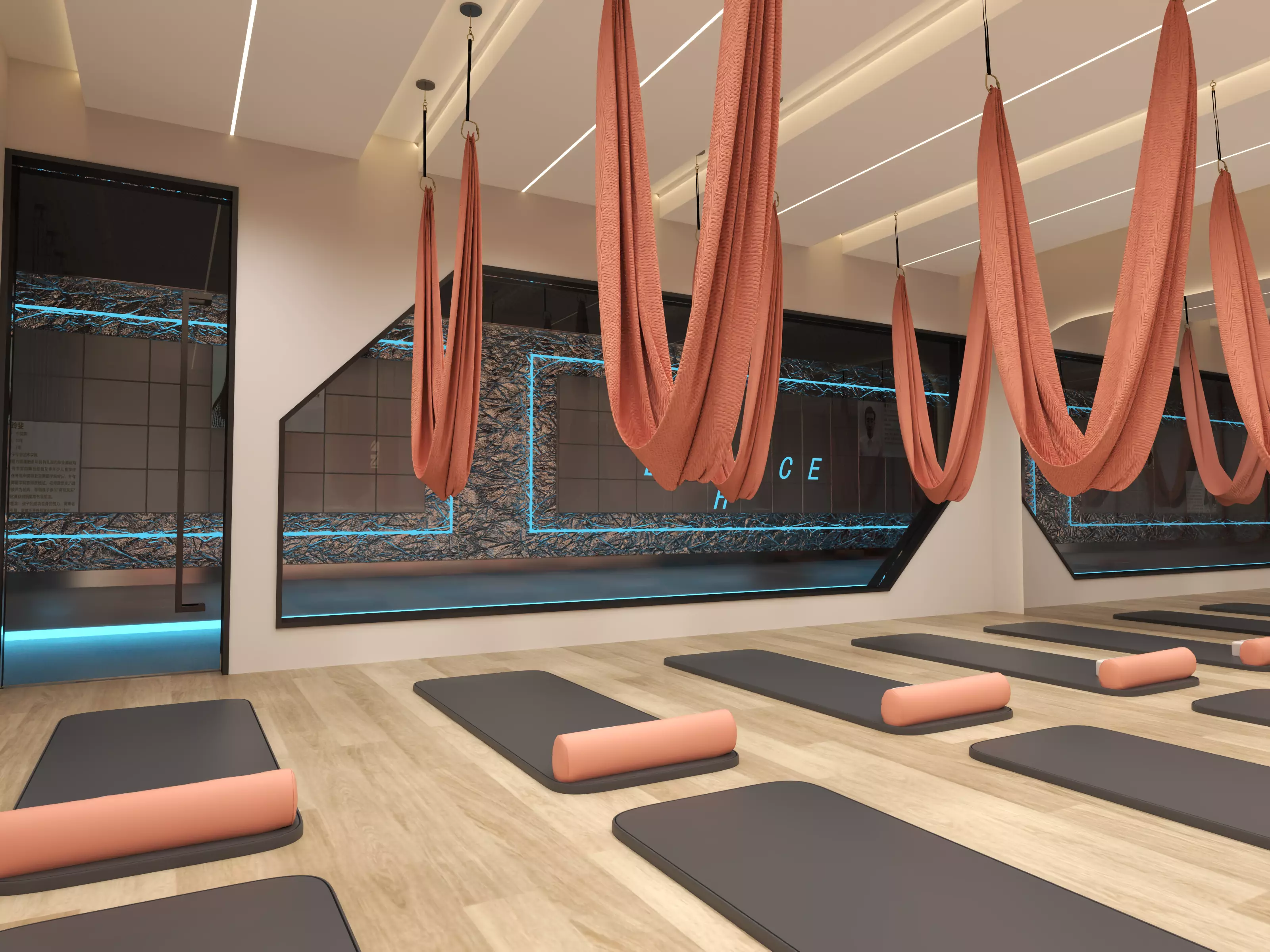 Modern Pilates Studio Interior Scene 3D model_9