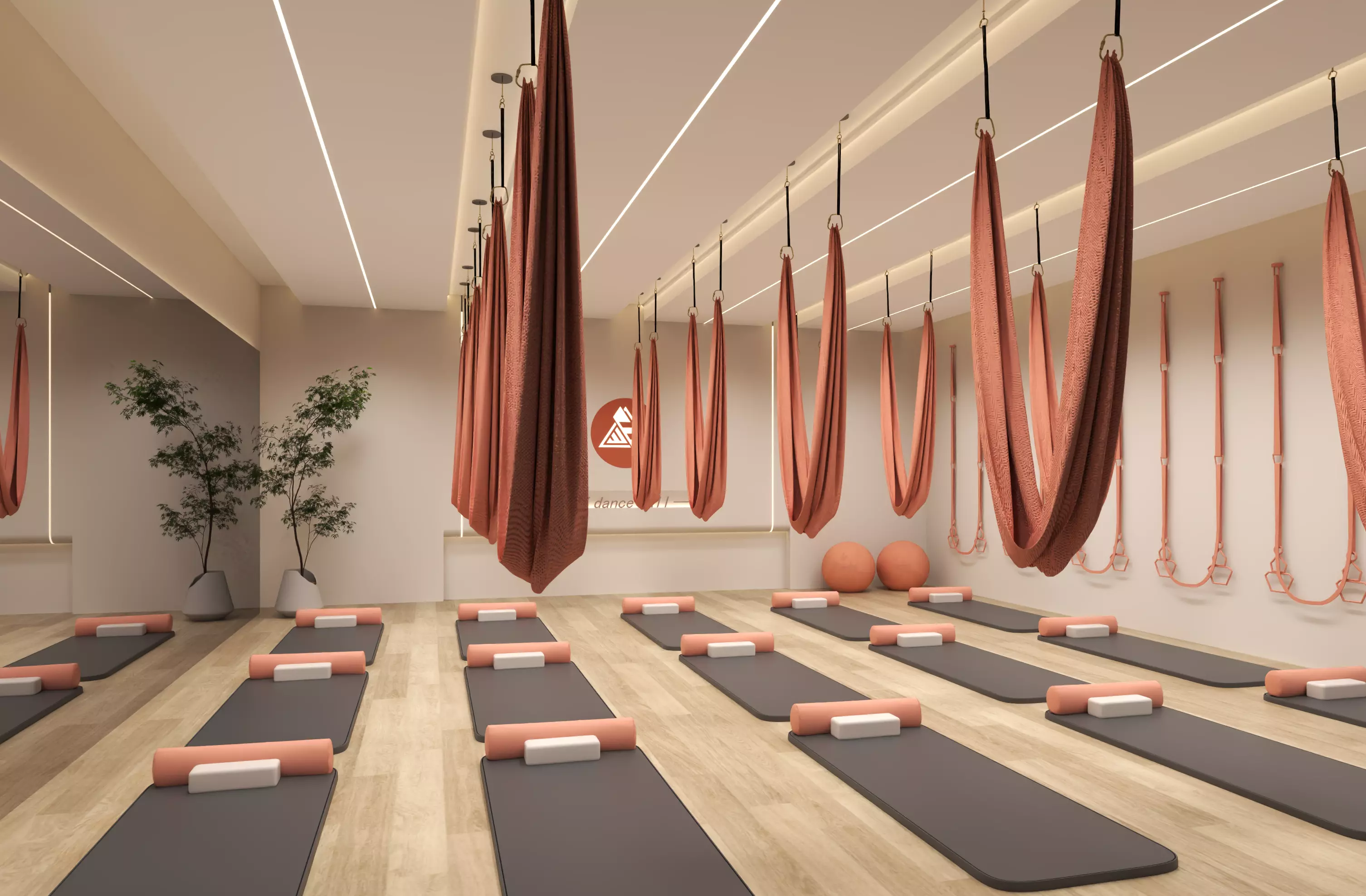 Modern Pilates Studio Interior Scene 3D model_2