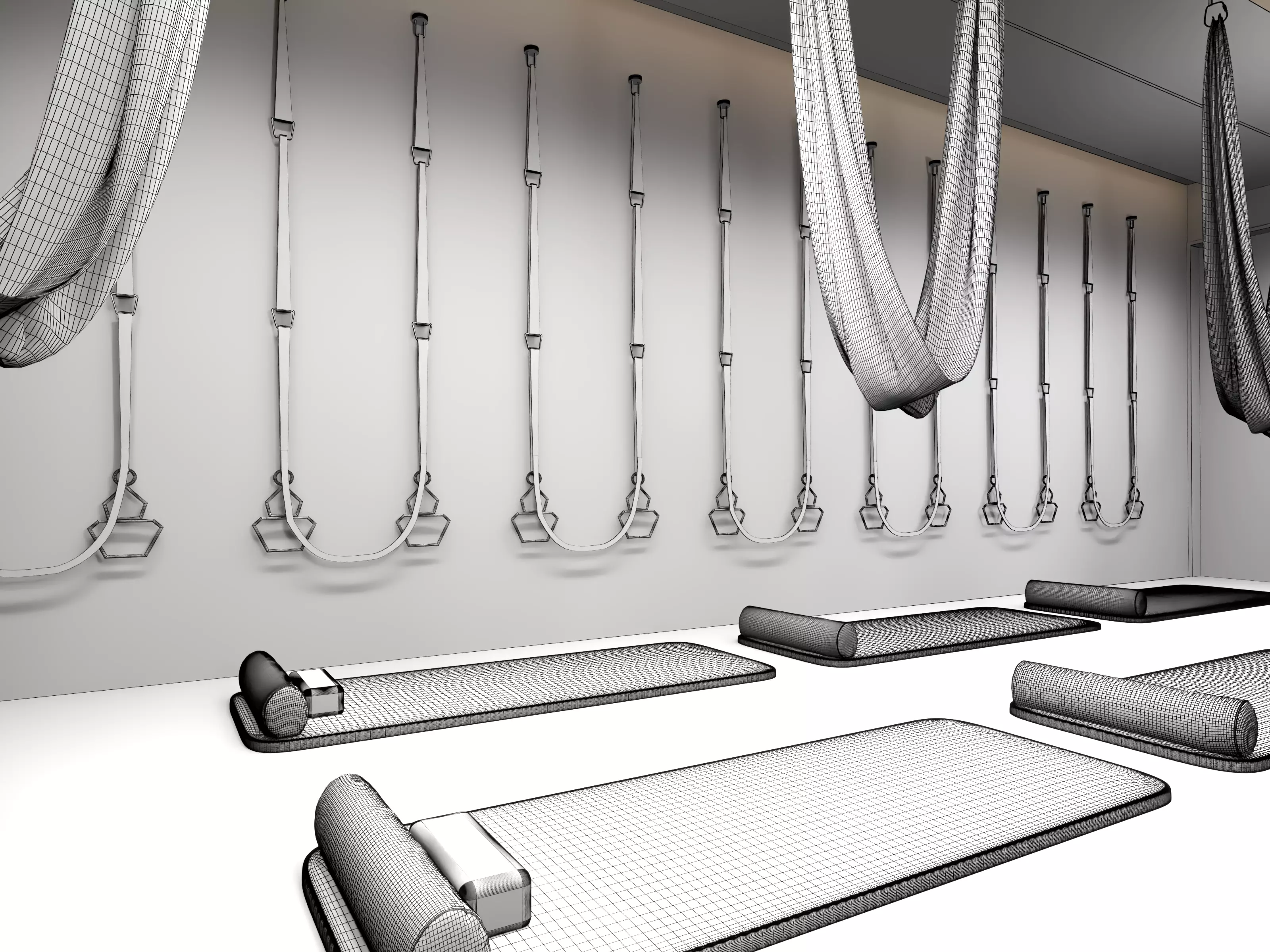 Modern Pilates Studio Interior Scene 3D model_11
