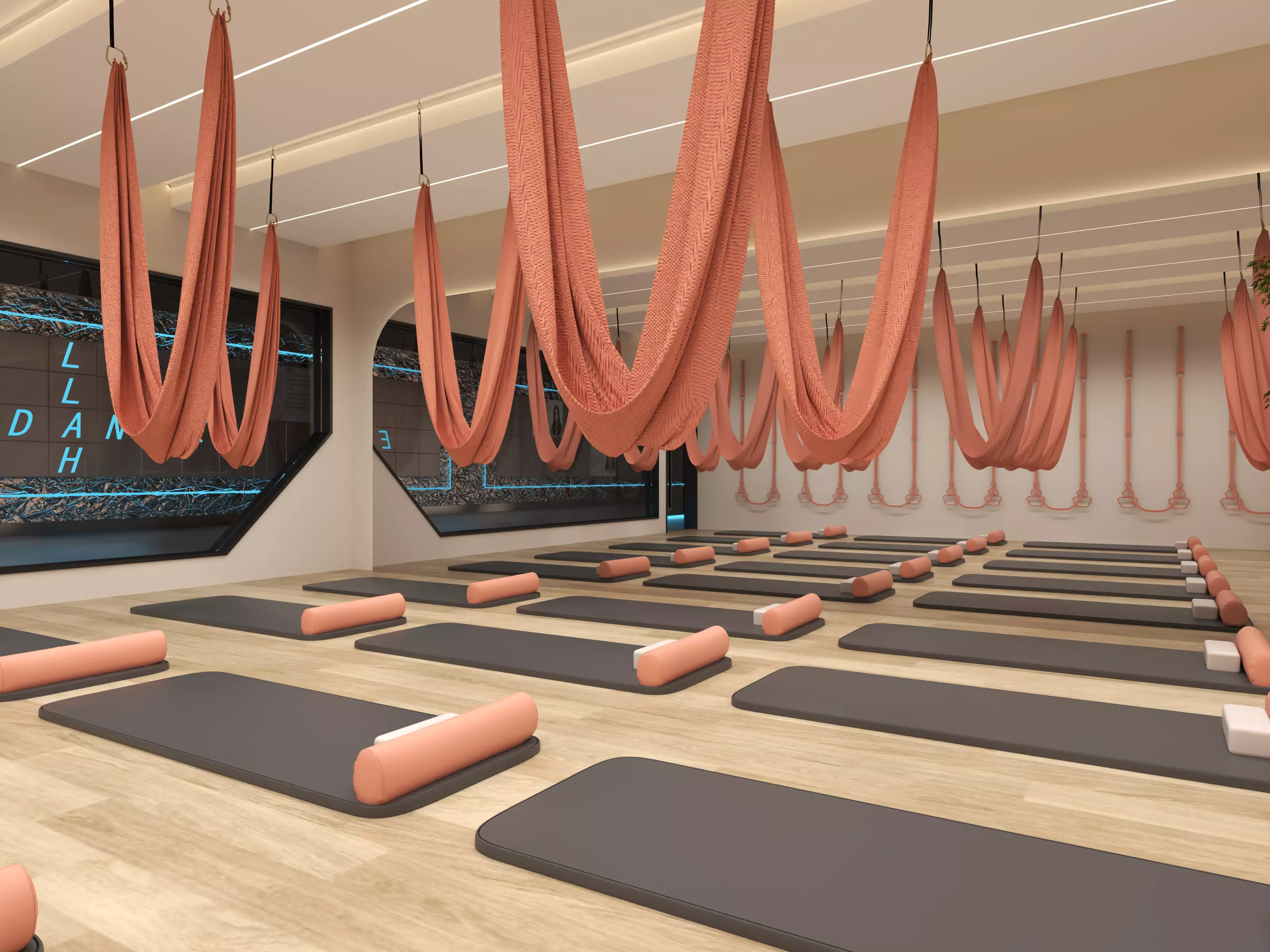 Modern Pilates Studio Interior Scene 3D model_6
