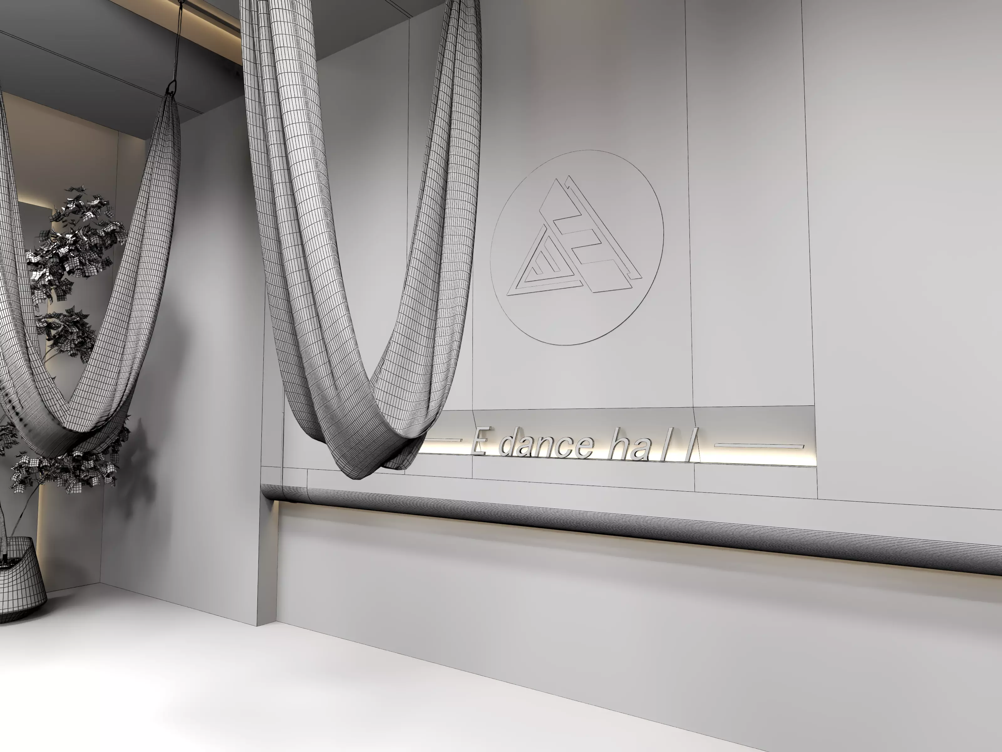 Modern Pilates Studio Interior Scene 3D model_10