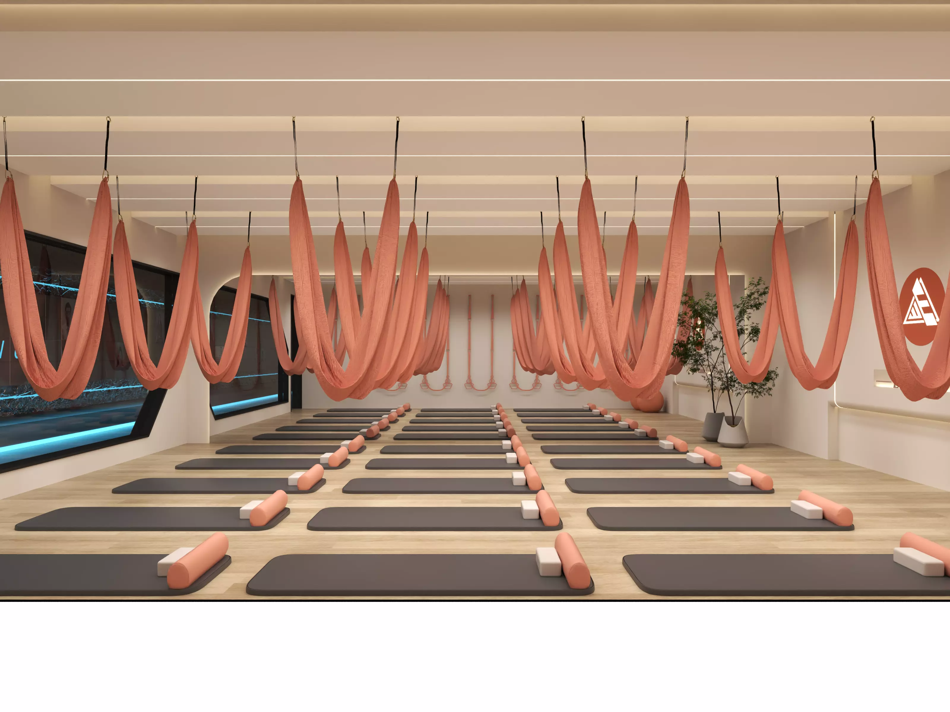 Modern Pilates Studio Interior Scene 3D model_0