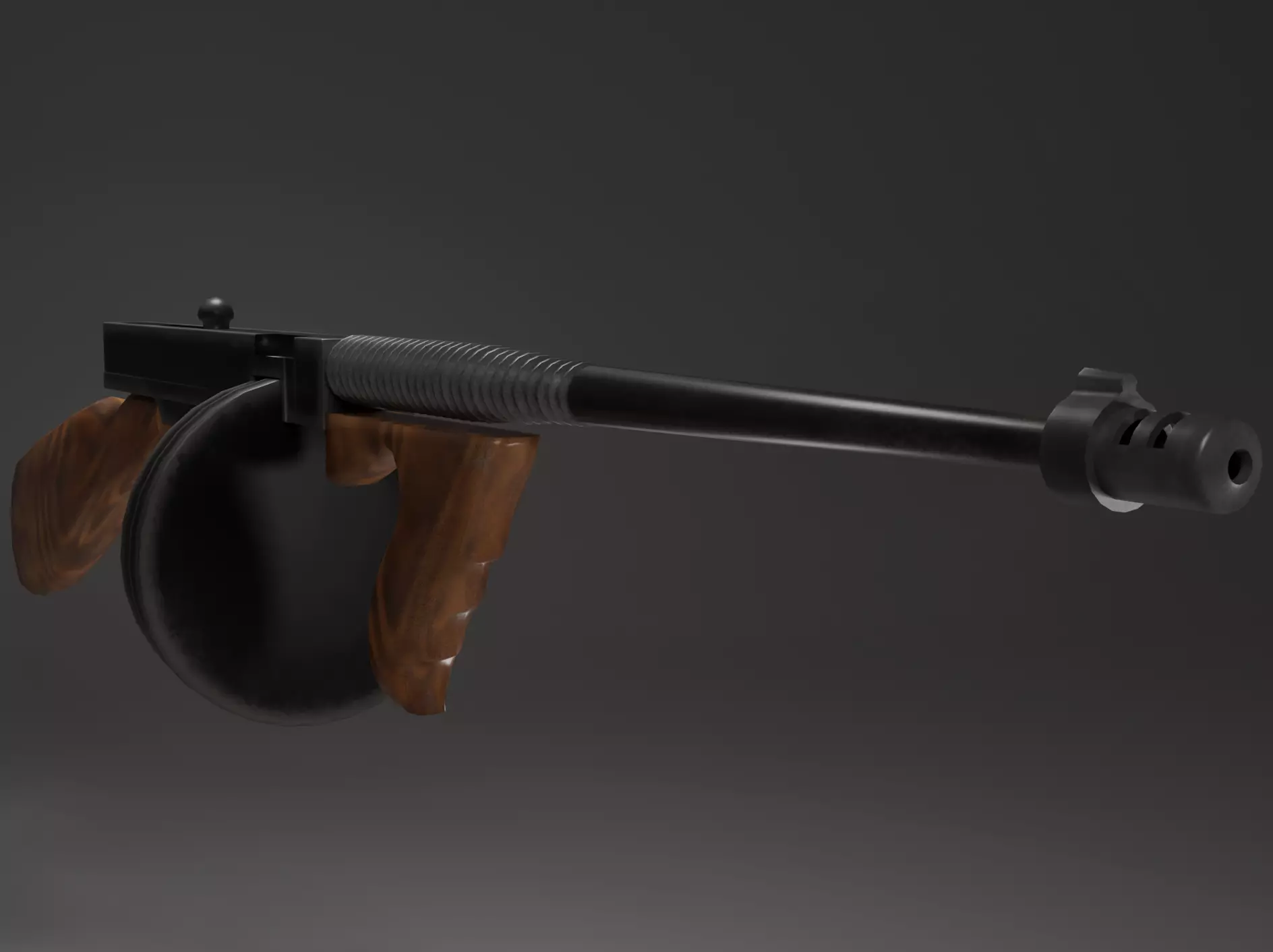 Tommy Gun Lowpoly Low-poly 3D model_0