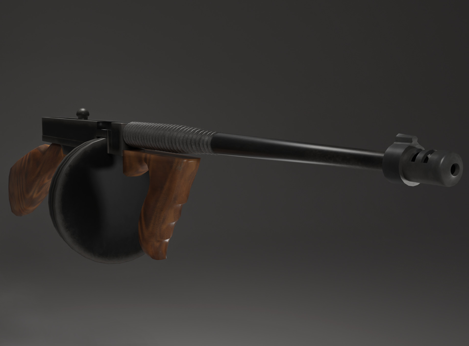 Tommy Gun Lowpoly Low-poly 3D model_1