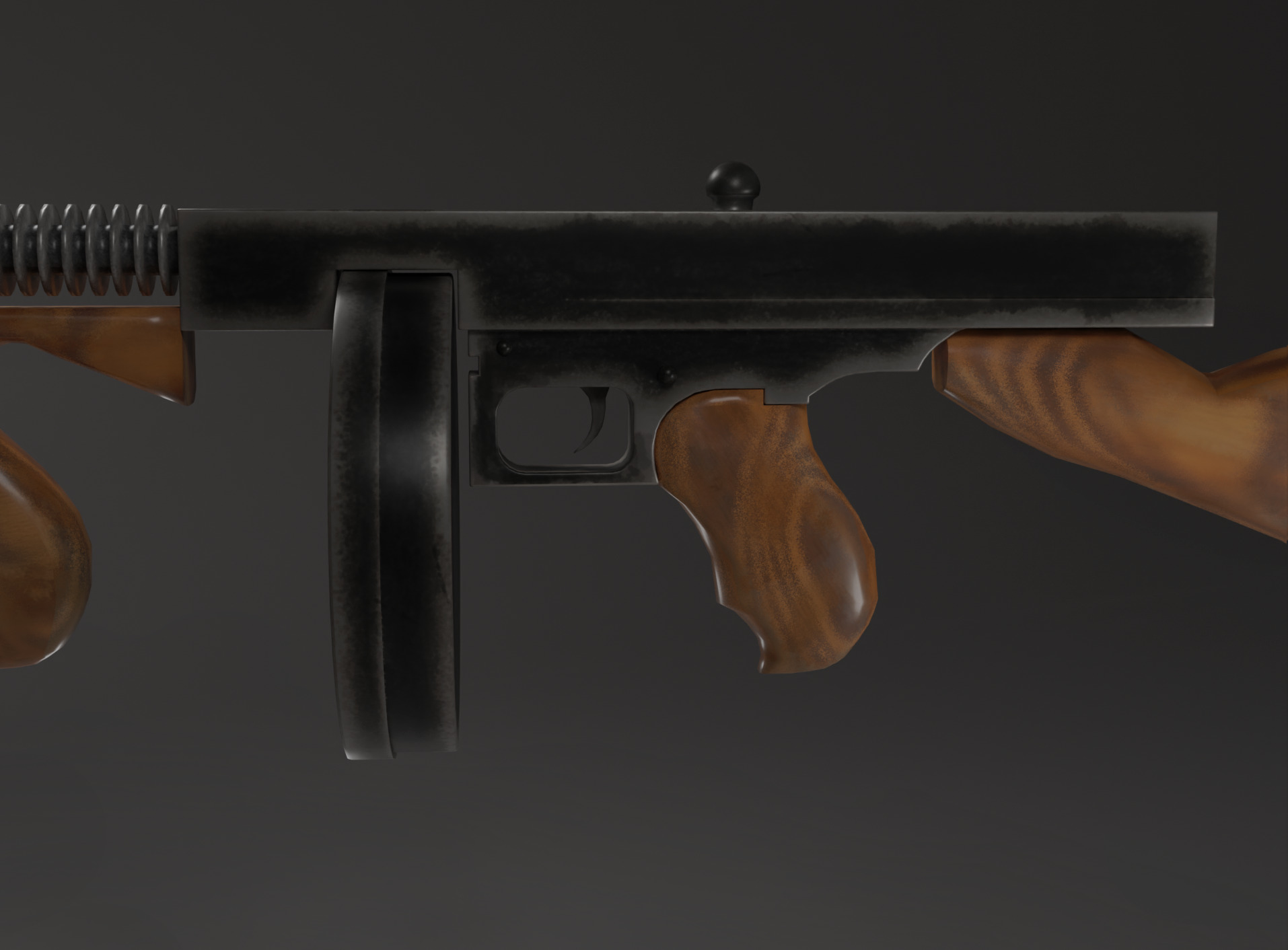 Tommy Gun Lowpoly Low-poly 3D model_3