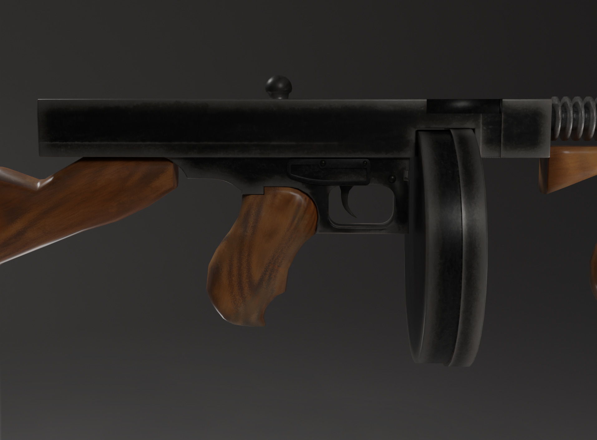 Tommy Gun Lowpoly Low-poly 3D model_4