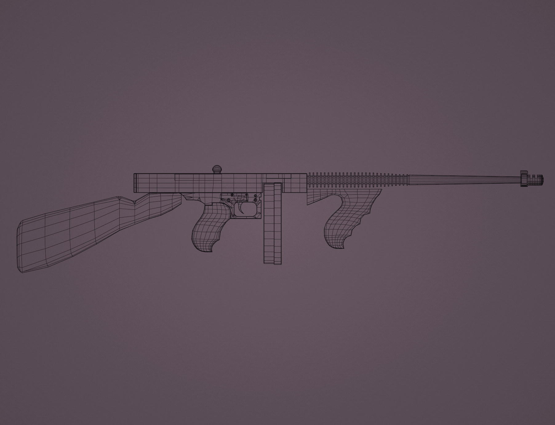 Tommy Gun Lowpoly Low-poly 3D model_8