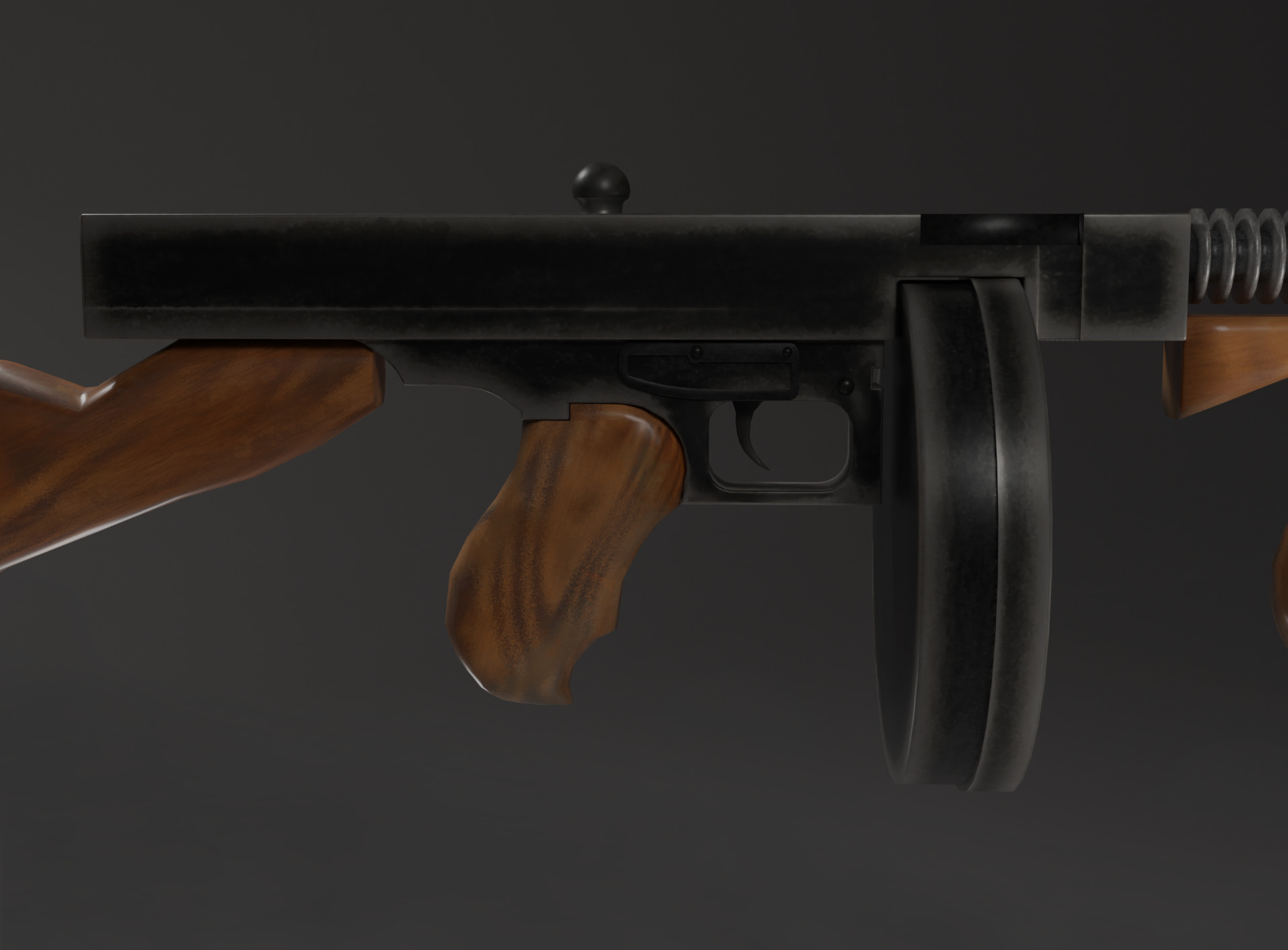 Tommy Gun Lowpoly Low-poly 3D model_5