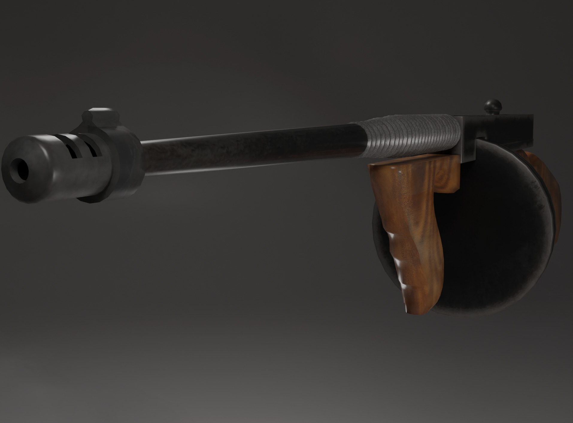 Tommy Gun Lowpoly Low-poly 3D model_2