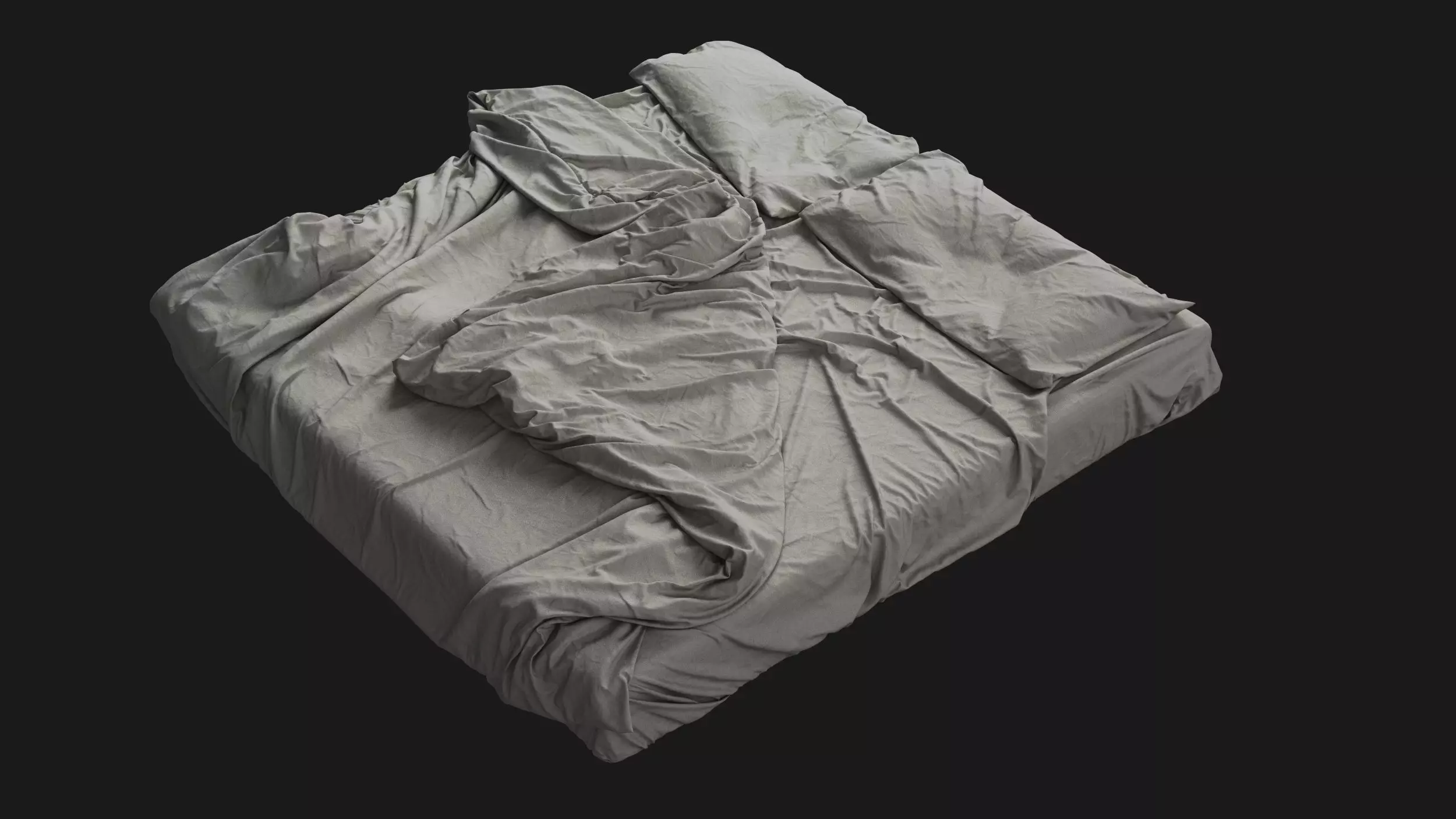 Messy Double Bed 3D model_0