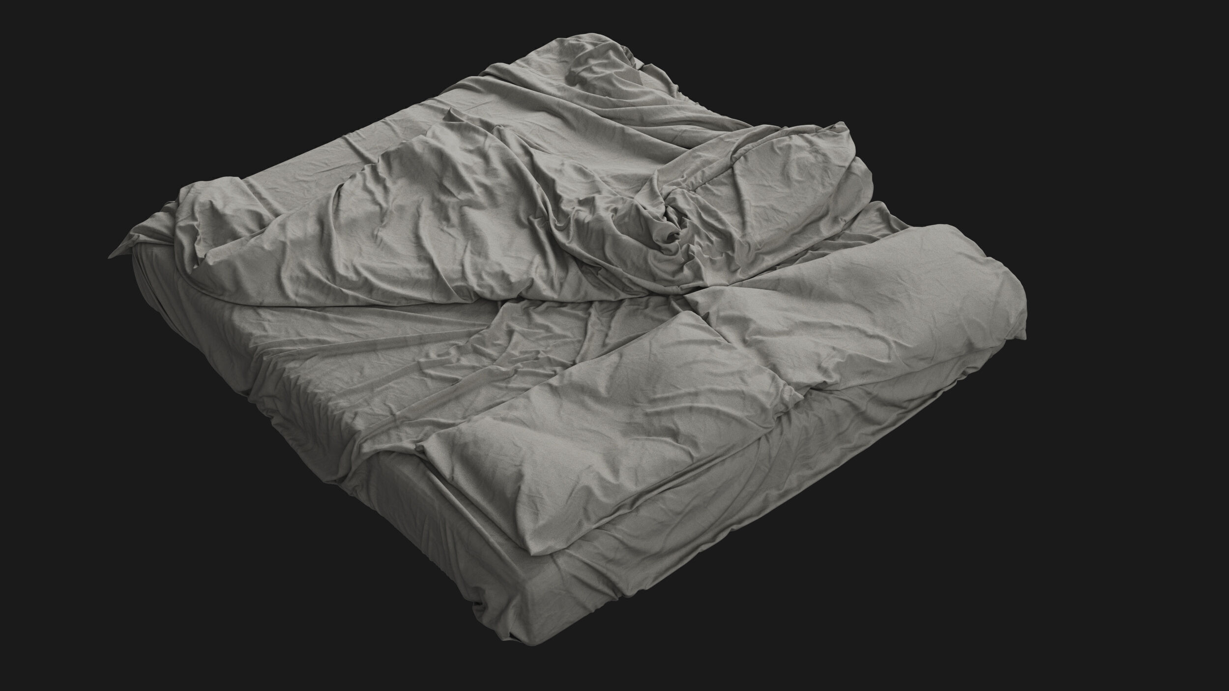 Messy Double Bed 3D model_1