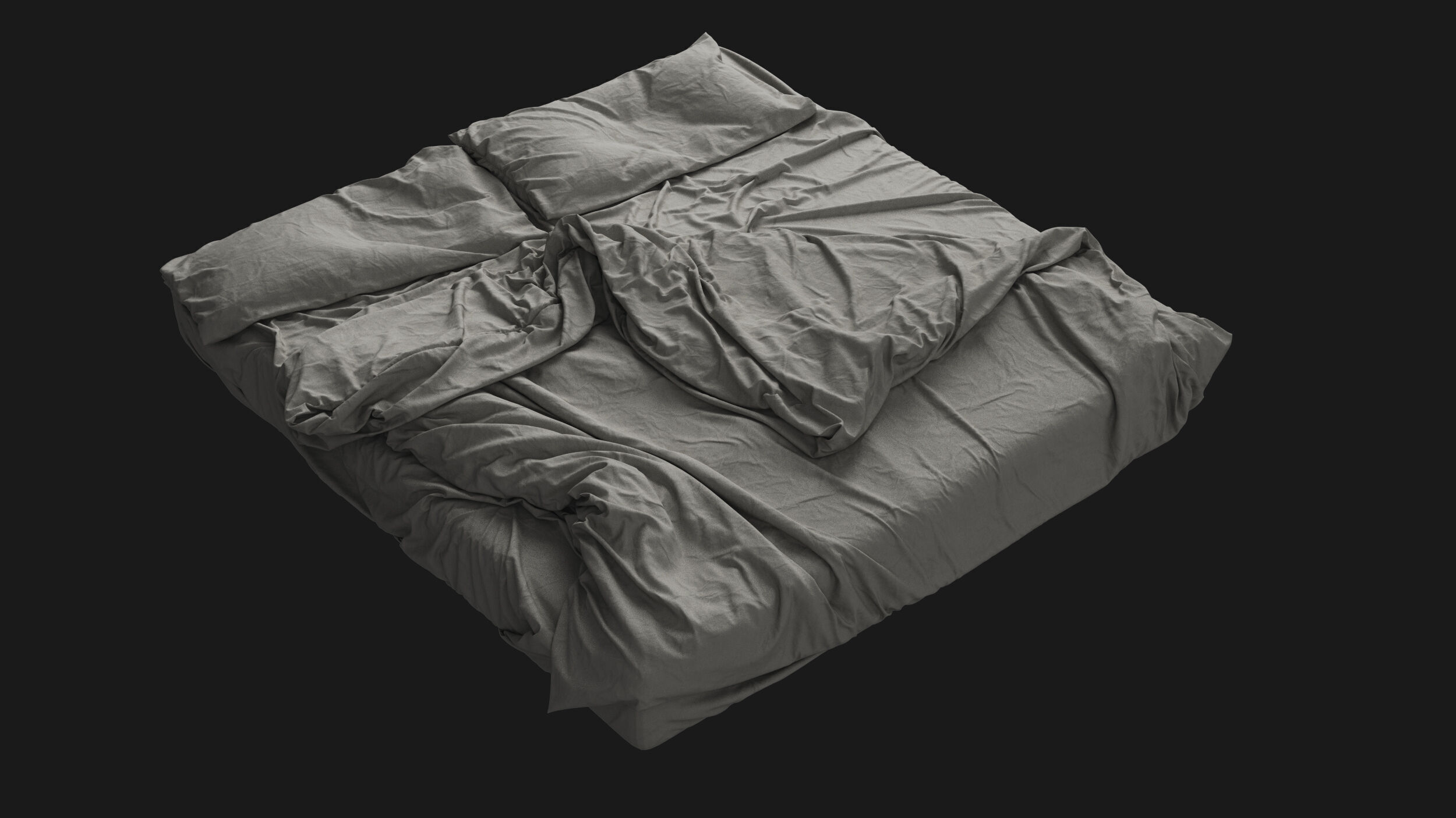 Messy Double Bed 3D model_3