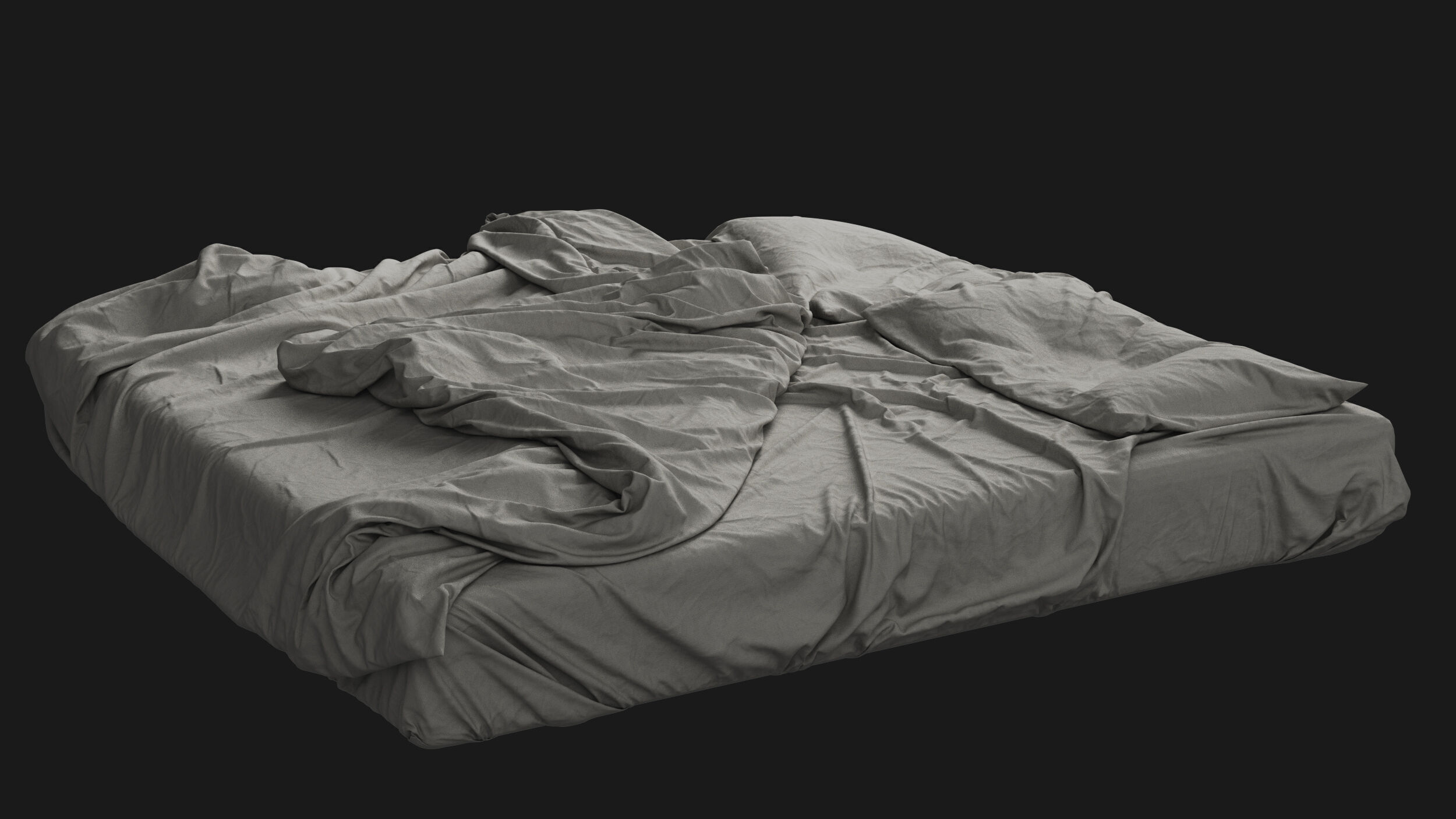 Messy Double Bed 3D model_4