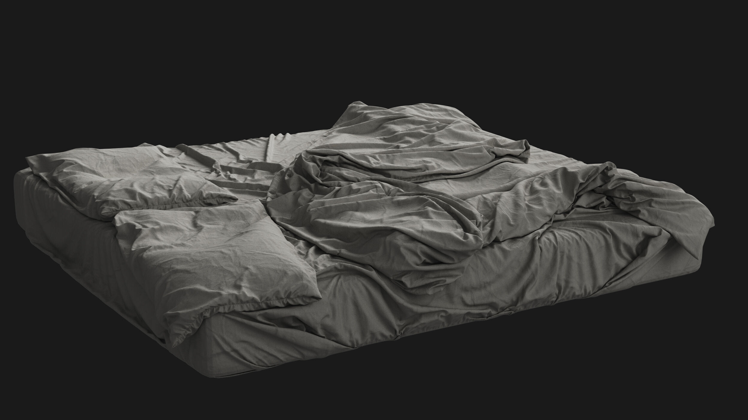 Messy Double Bed 3D model_5
