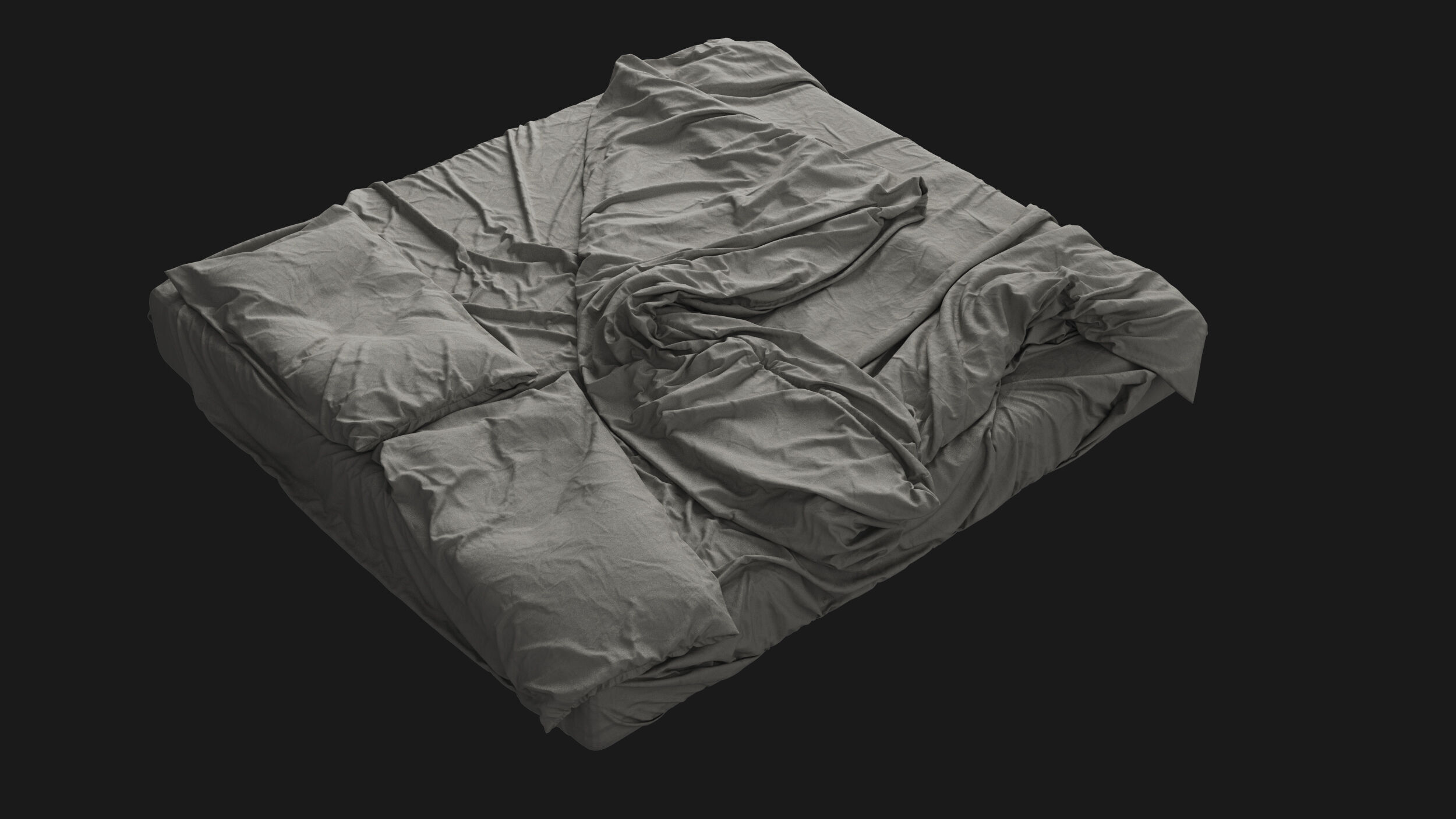 Messy Double Bed 3D model_2