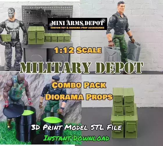 Custom 112 Military Depot Diorama Prop Accessory for GI JOE