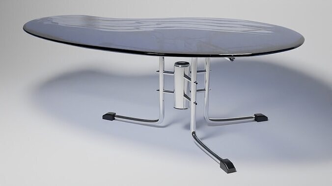 Modern Kidney-Shaped Glass Table High-Quality 3D Model 3D model