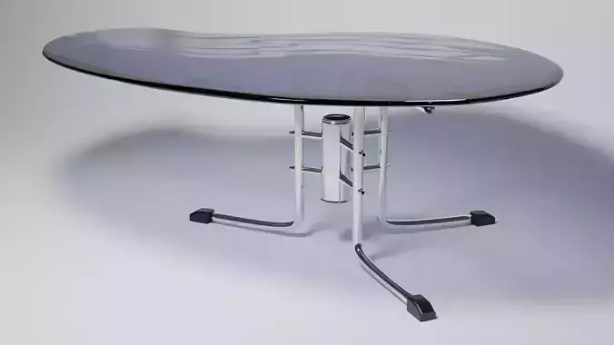 Modern Kidney-Shaped Glass Table High-Quality 3D Model