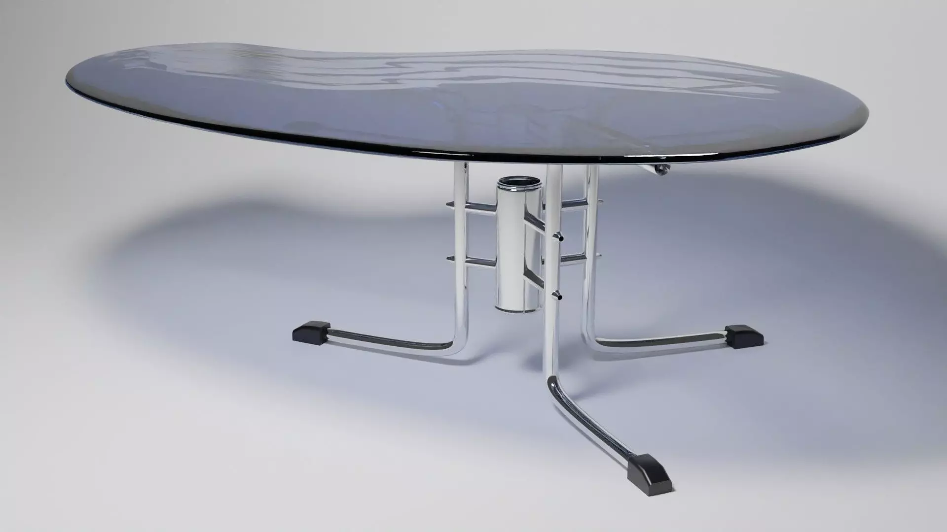 Modern Kidney-Shaped Glass Table High-Quality 3D Model 3D model_0