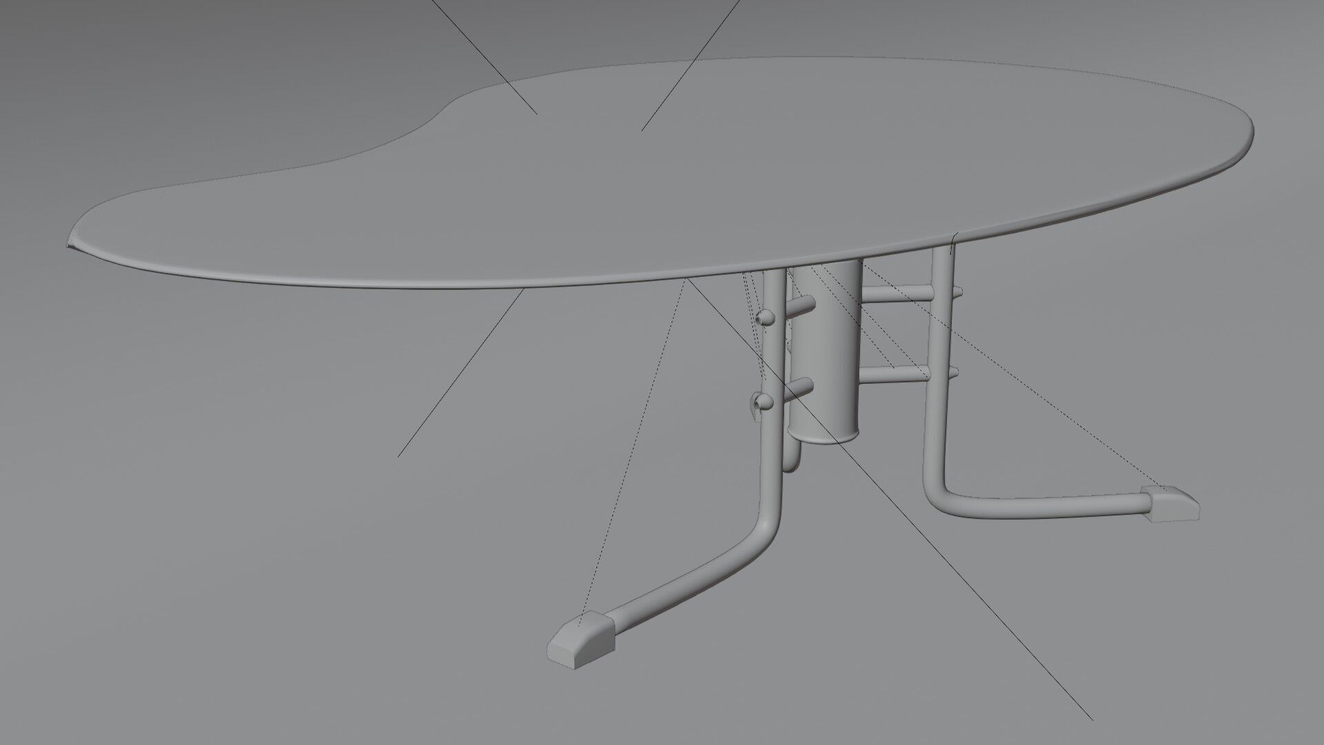 Modern Kidney-Shaped Glass Table High-Quality 3D Model 3D model_13