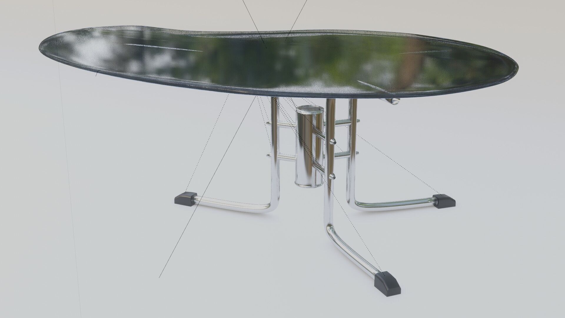 Modern Kidney-Shaped Glass Table High-Quality 3D Model 3D model_6