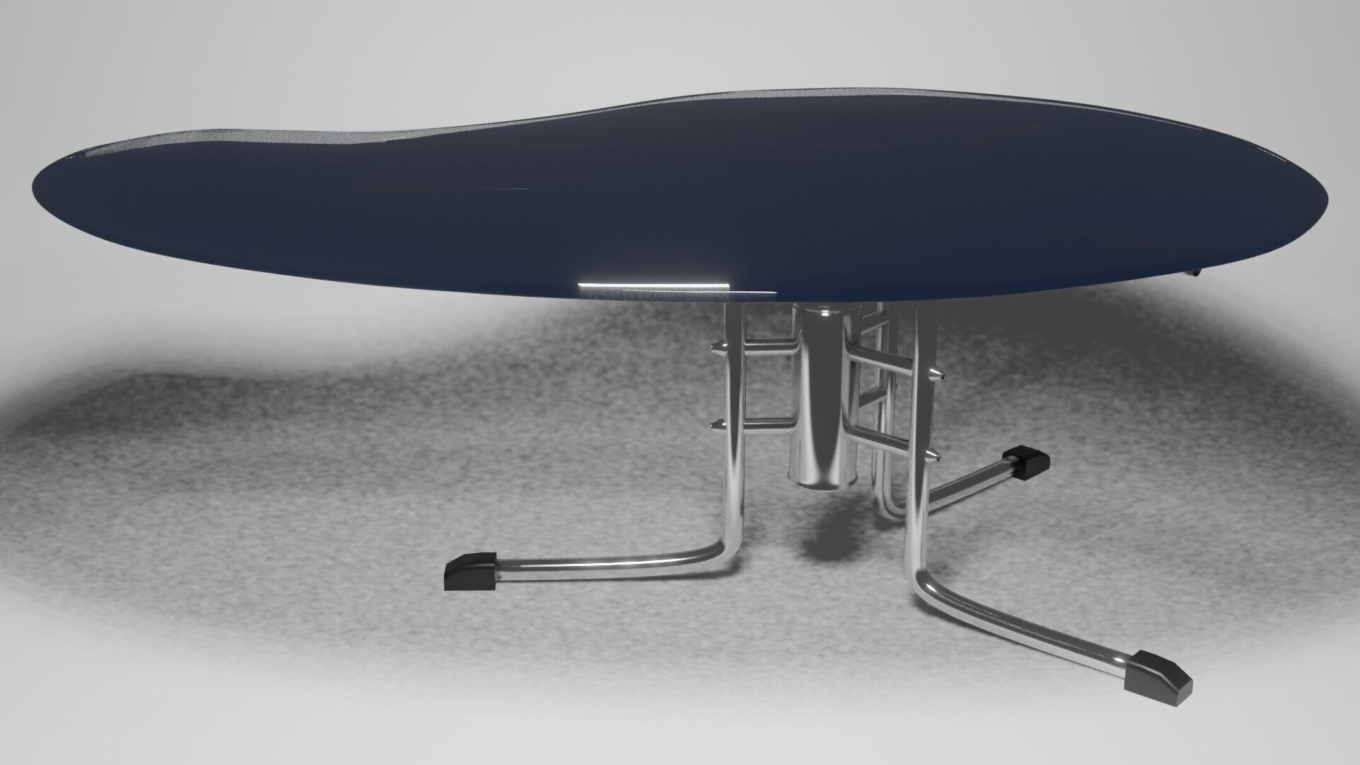 Modern Kidney-Shaped Glass Table High-Quality 3D Model 3D model_5