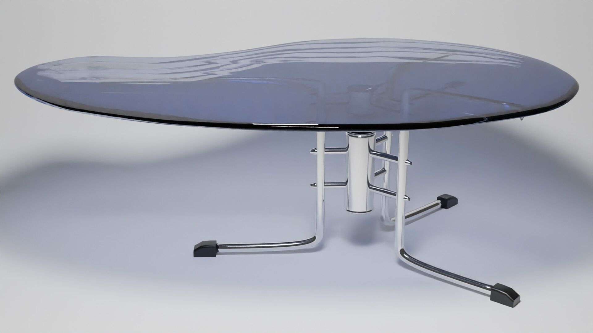 Modern Kidney-Shaped Glass Table High-Quality 3D Model 3D model_2