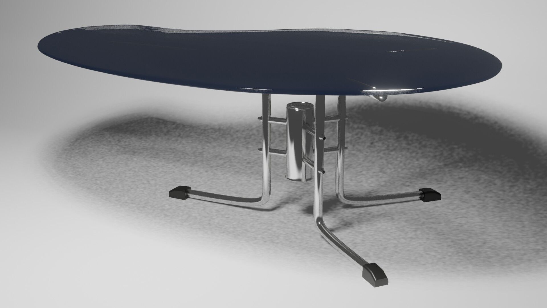 Modern Kidney-Shaped Glass Table High-Quality 3D Model 3D model_3