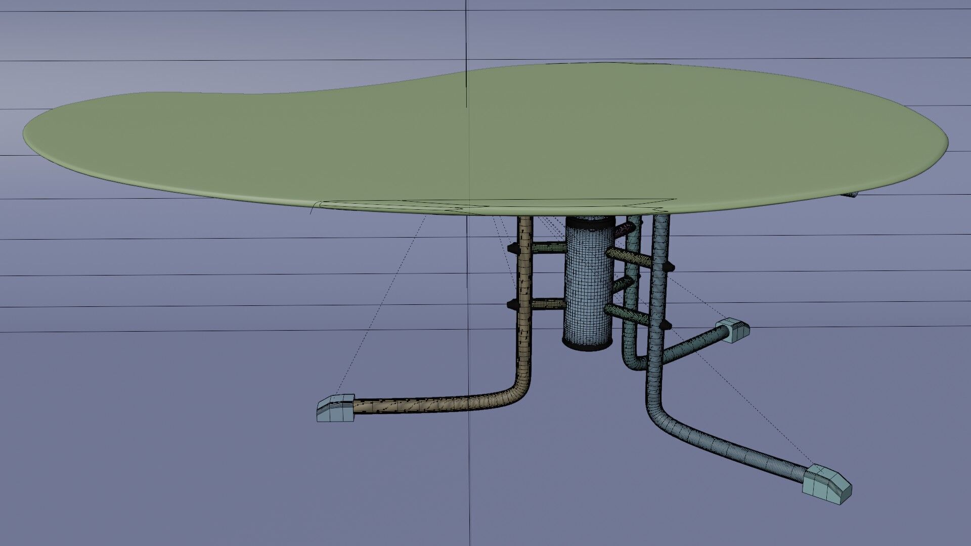 Modern Kidney-Shaped Glass Table High-Quality 3D Model 3D model_9