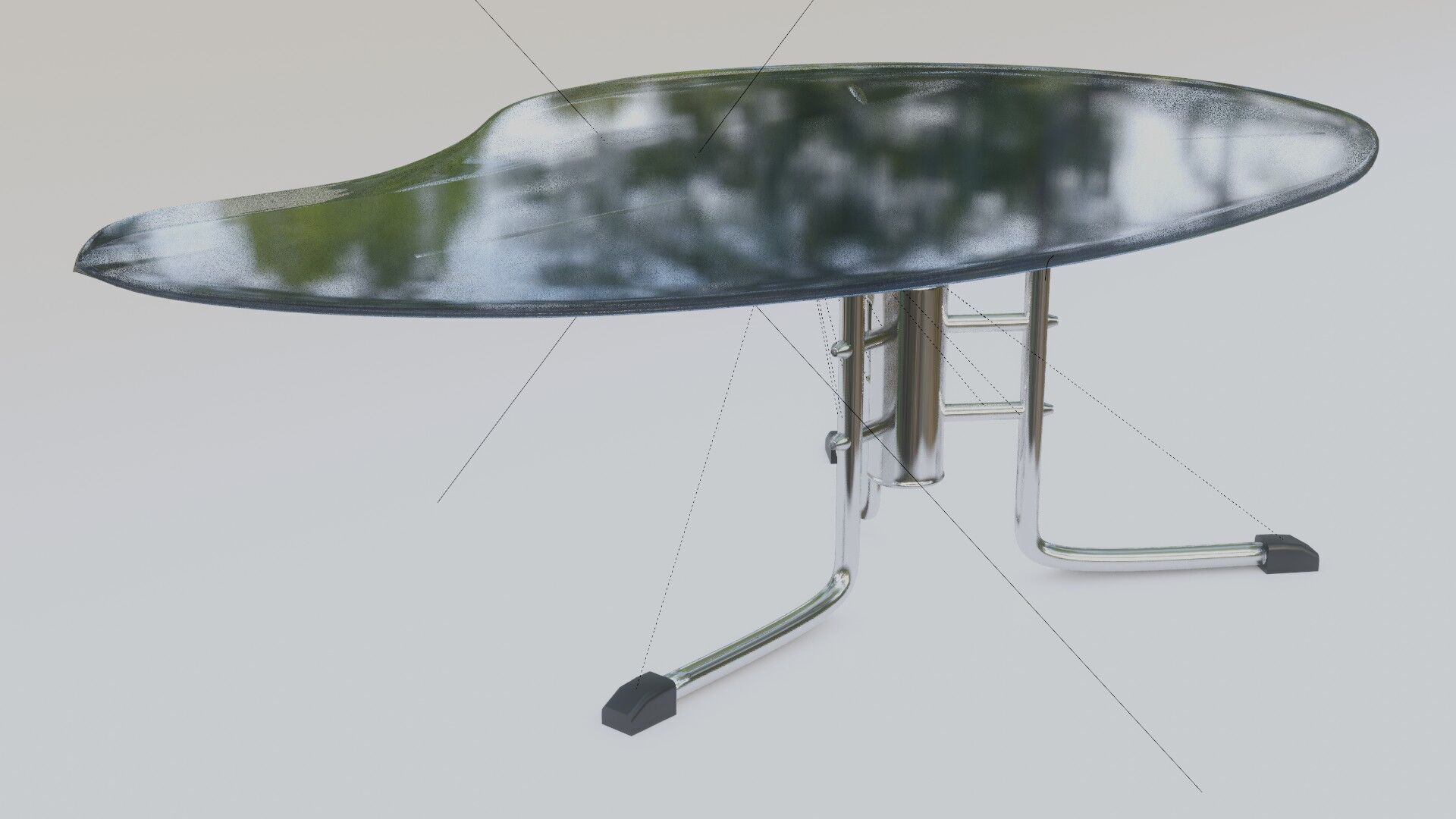 Modern Kidney-Shaped Glass Table High-Quality 3D Model 3D model_7