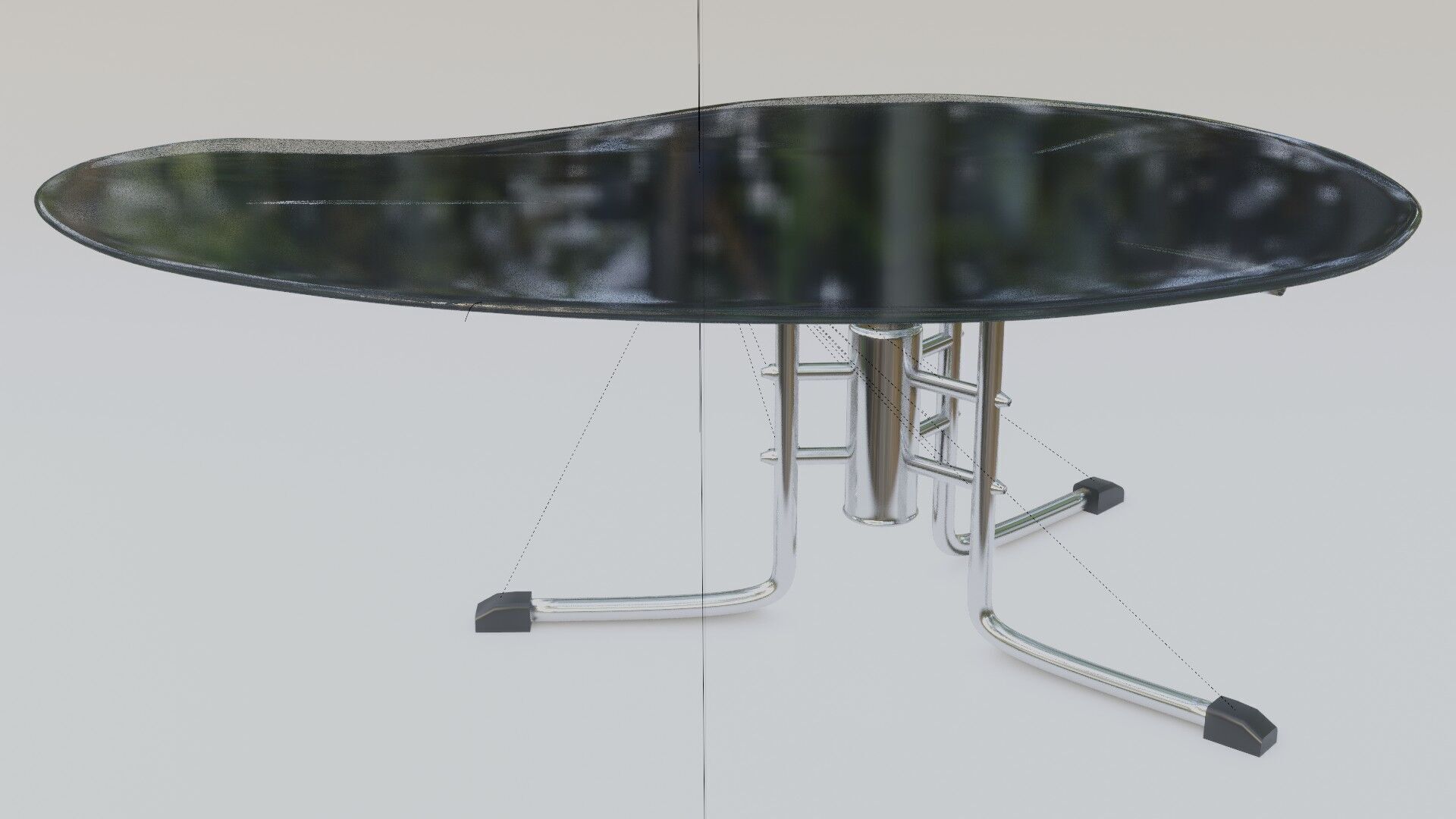 Modern Kidney-Shaped Glass Table High-Quality 3D Model 3D model_8