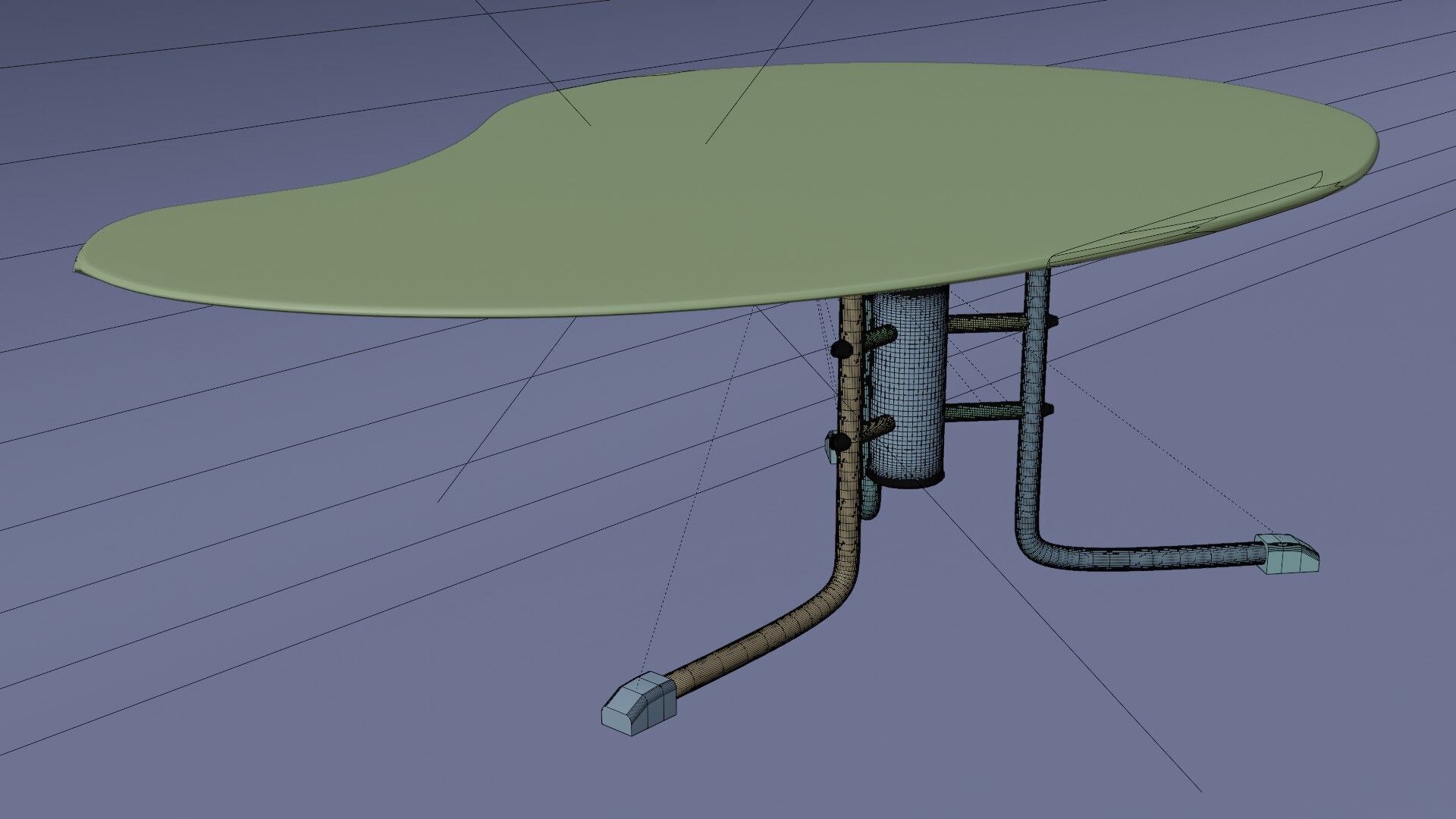 Modern Kidney-Shaped Glass Table High-Quality 3D Model 3D model_11