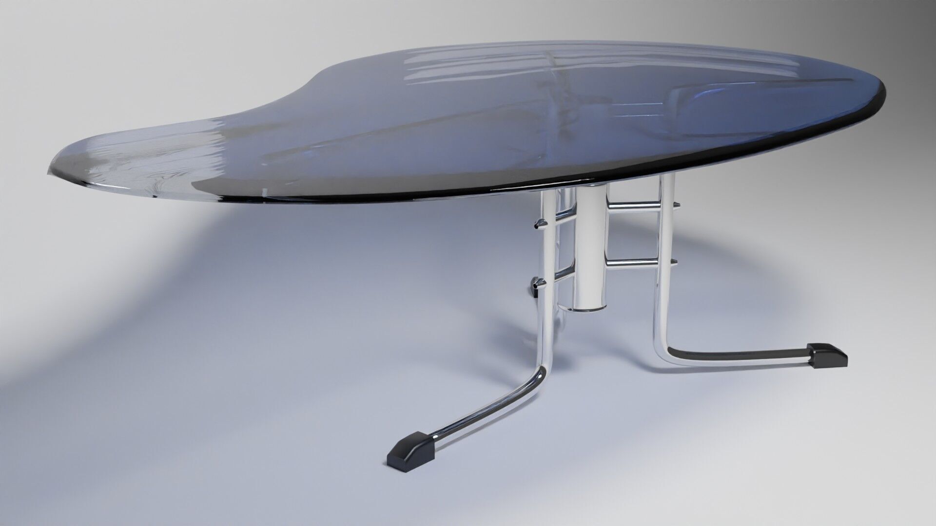 Modern Kidney-Shaped Glass Table High-Quality 3D Model 3D model_1