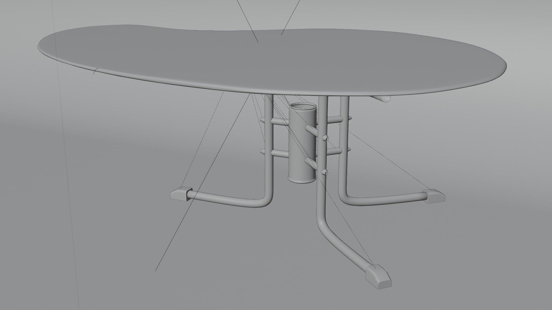 Modern Kidney-Shaped Glass Table High-Quality 3D Model 3D model_12