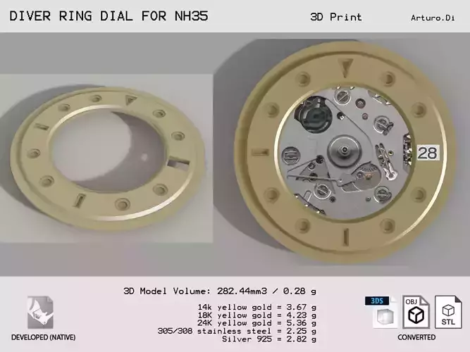 Diver ring dial for NH35