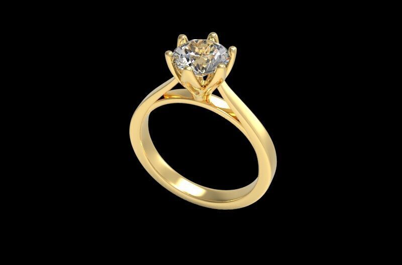 Solitaire Engagement Ring 3D print model_1